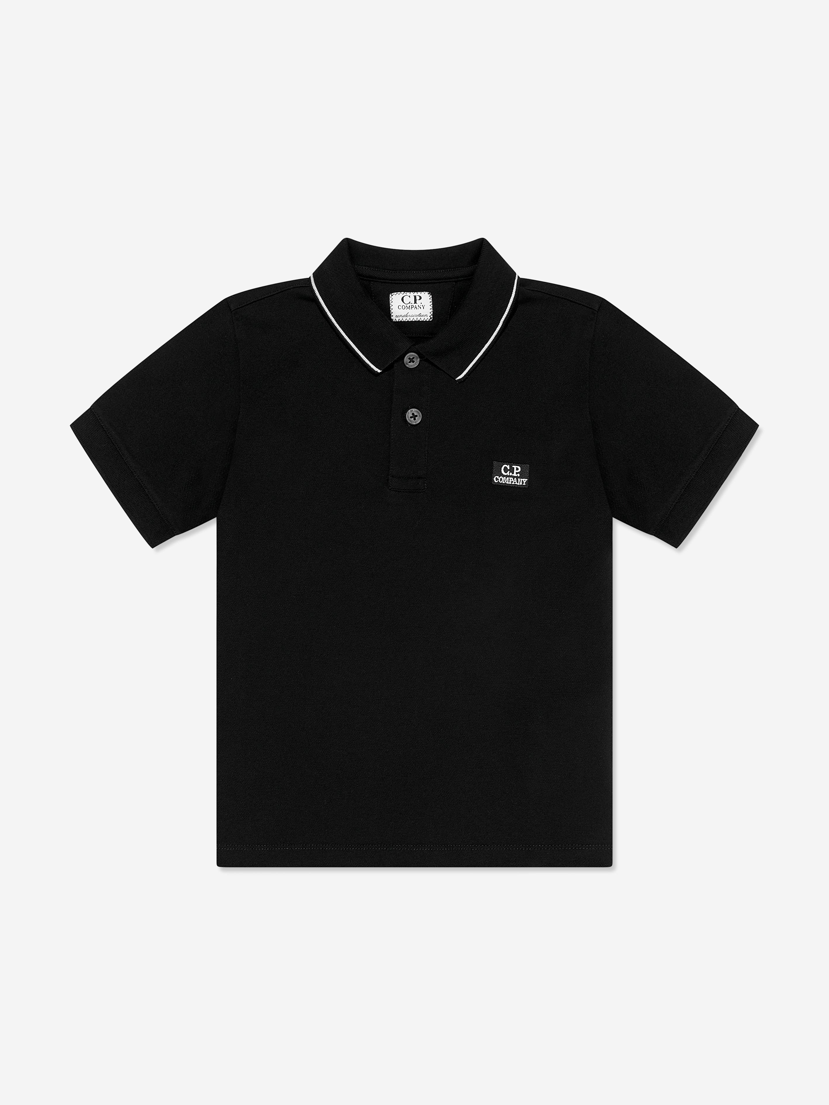C.P. Company Boys Logo Polo Shirt in Black
