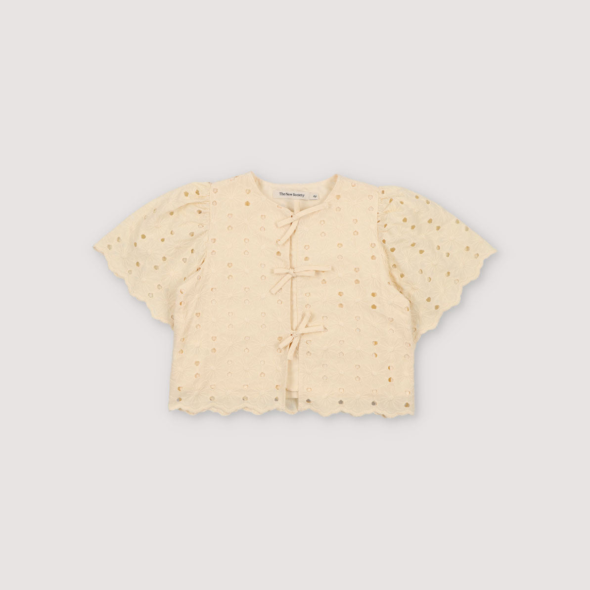 Girls Light Yellow Embroidered Cotton Top