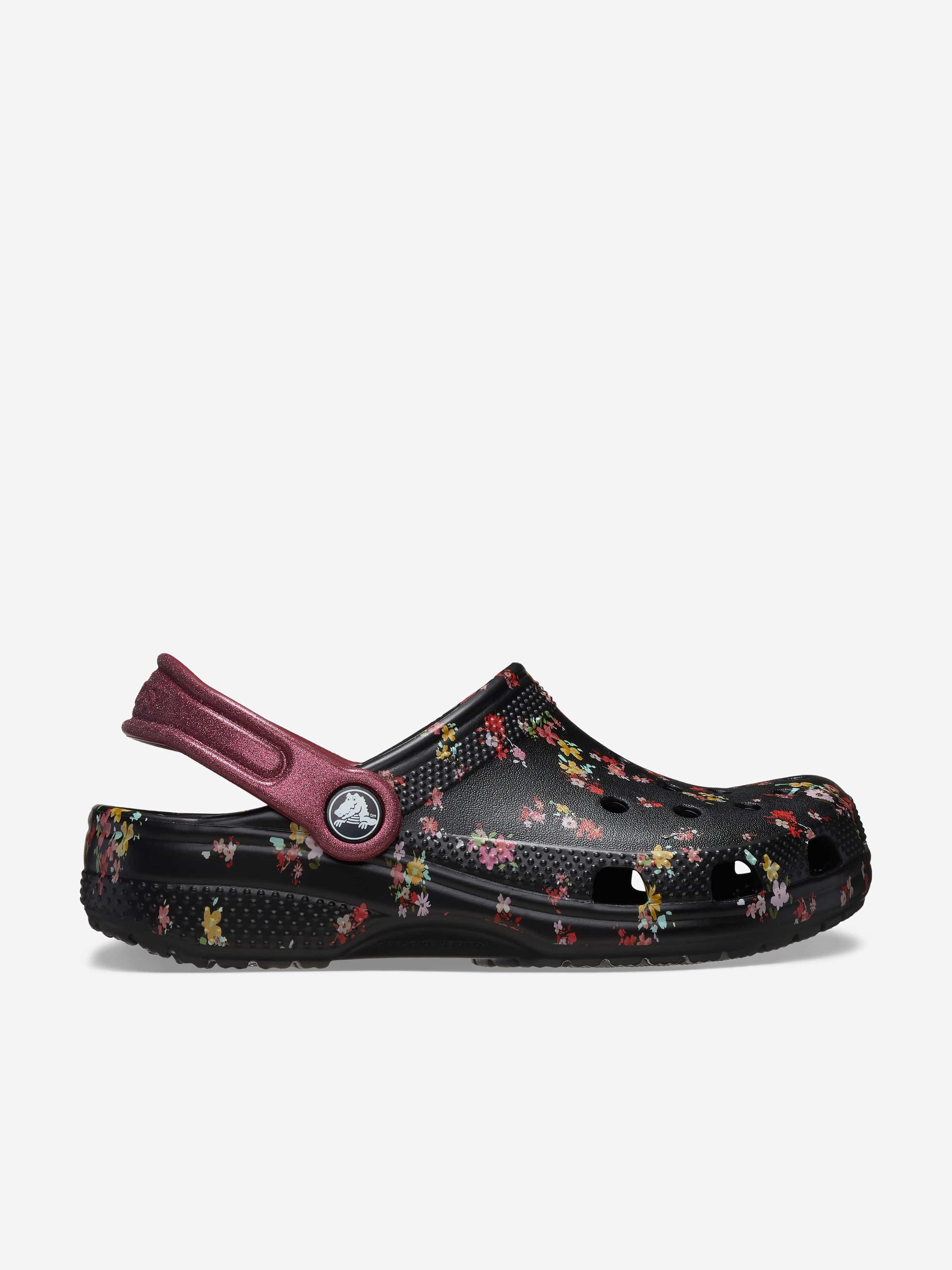 Girls Classic Ditsy Floral Clog in Black