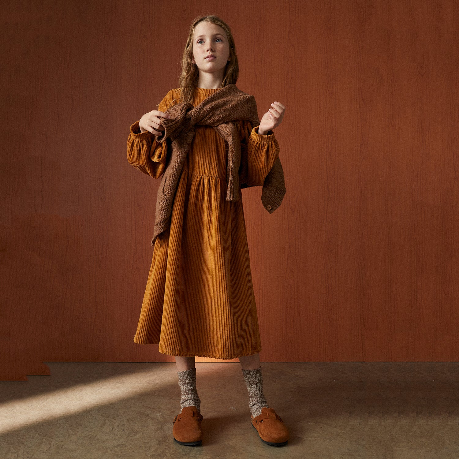 Girls Brown Corduroy Dress