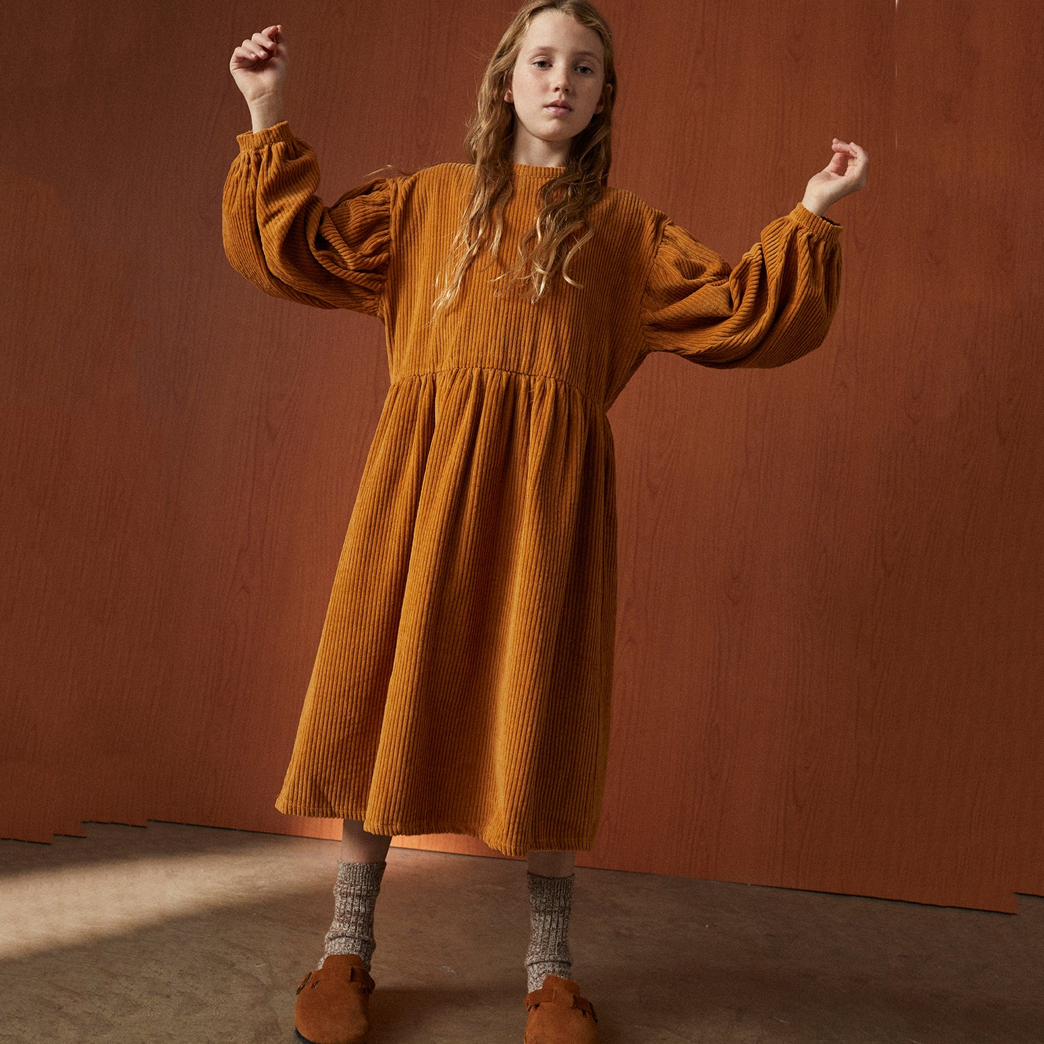 Girls Brown Corduroy Dress