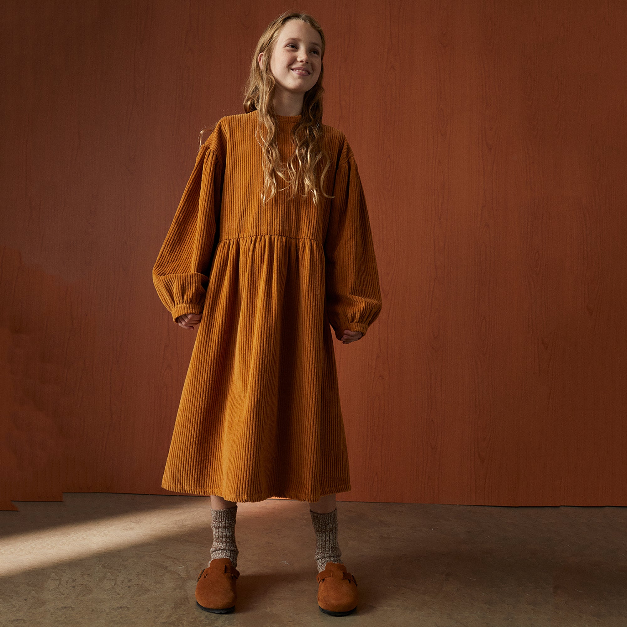 Girls Brown Corduroy Dress