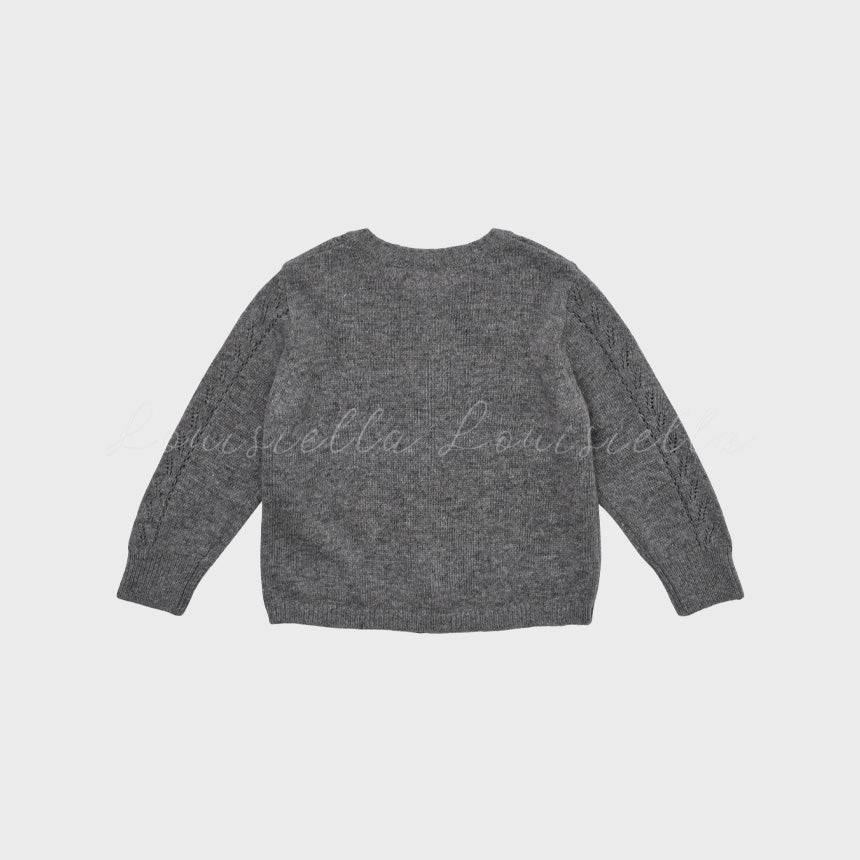 Girls Grey Knit Wool Cardigan