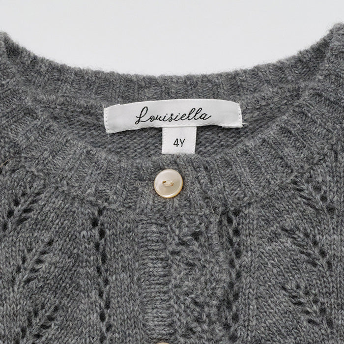 Girls Grey Knit Wool Cardigan