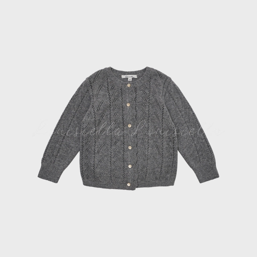 Girls Grey Knit Wool Cardigan