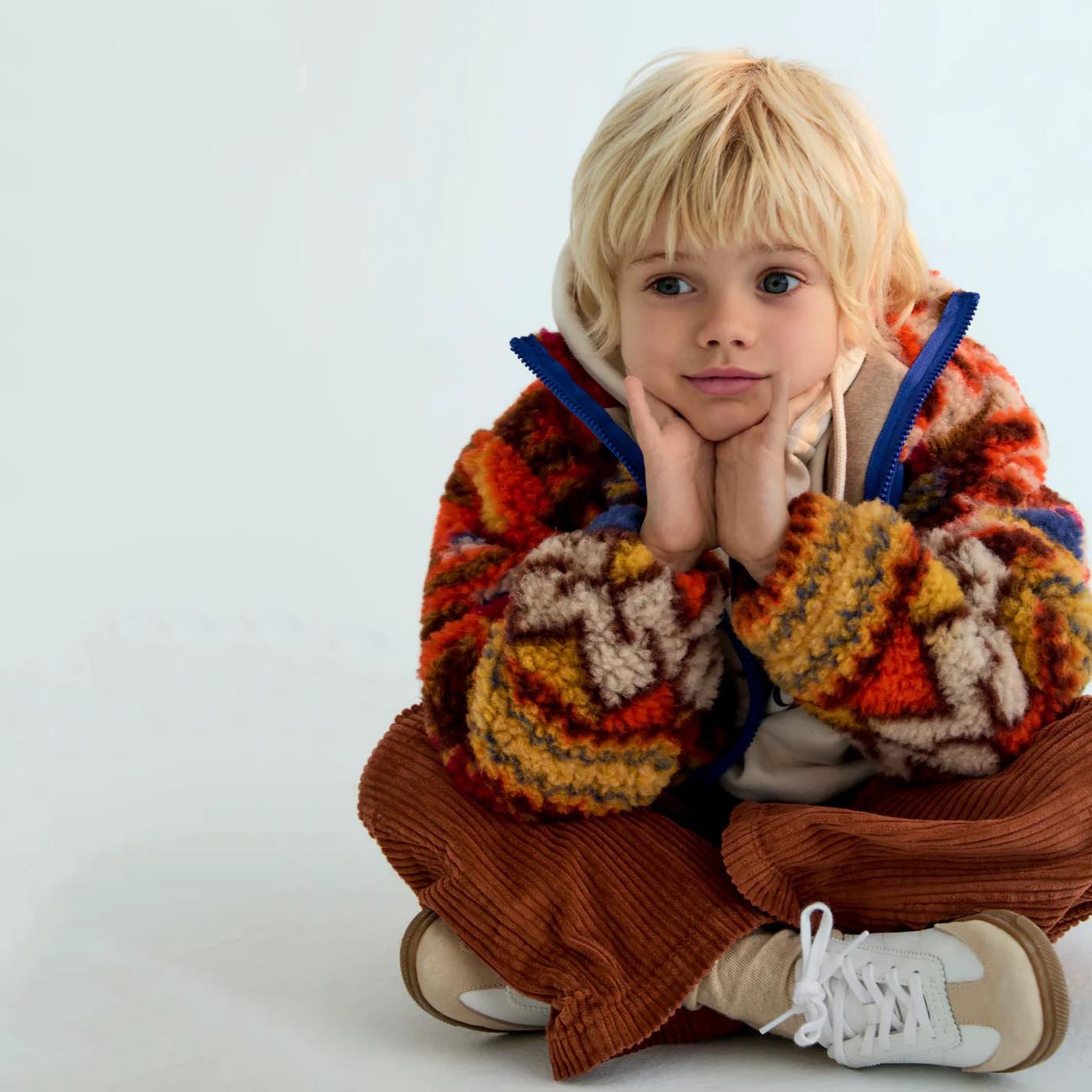 Boys & Girls Multicolor Jacquard Wool Jacket
