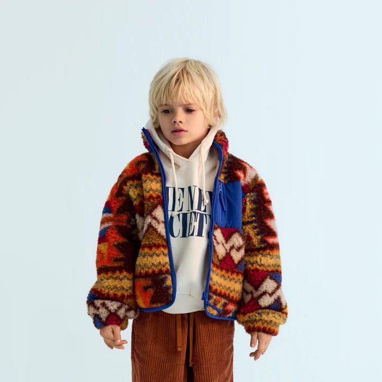 Boys & Girls Multicolor Jacquard Wool Jacket