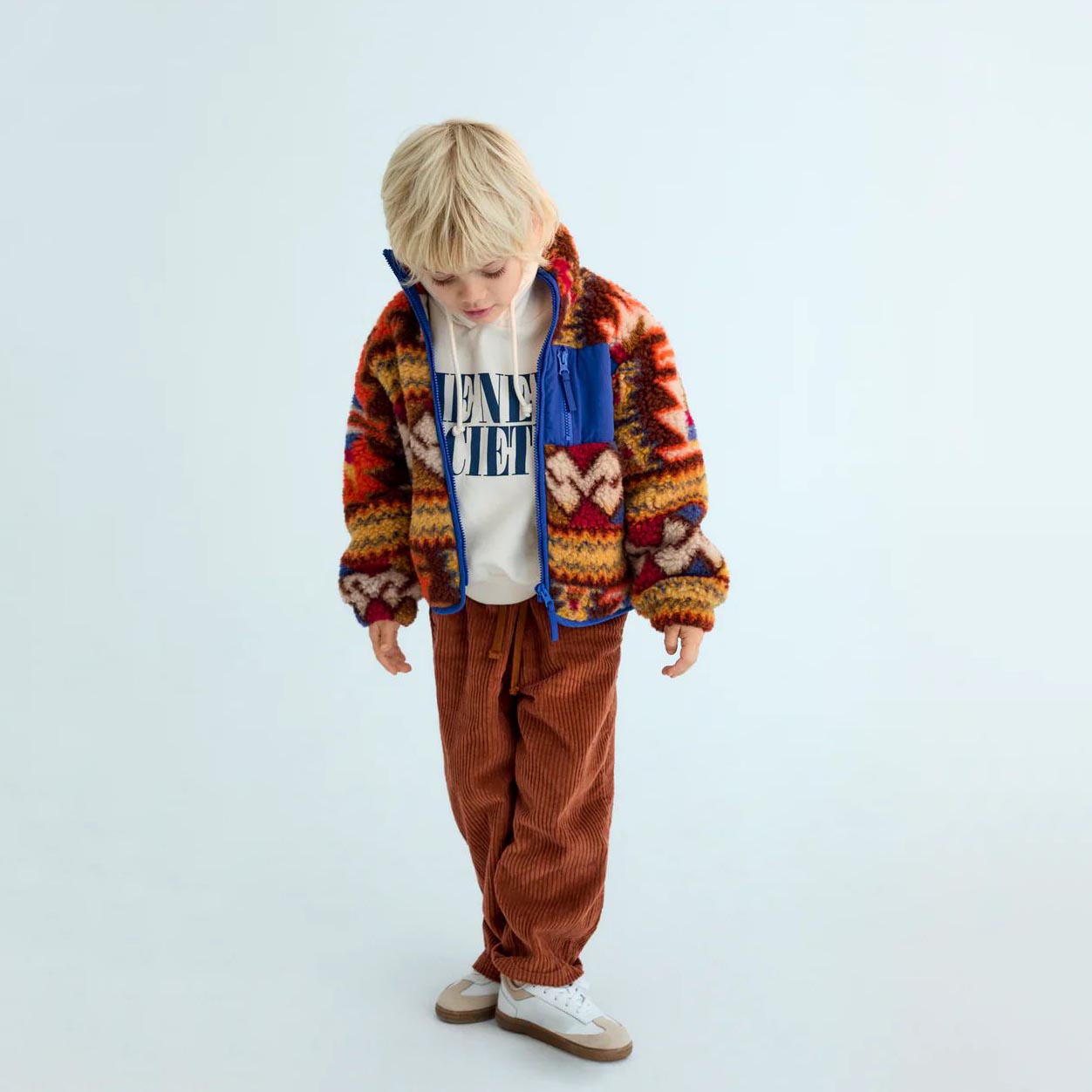 Boys & Girls Multicolor Jacquard Wool Jacket