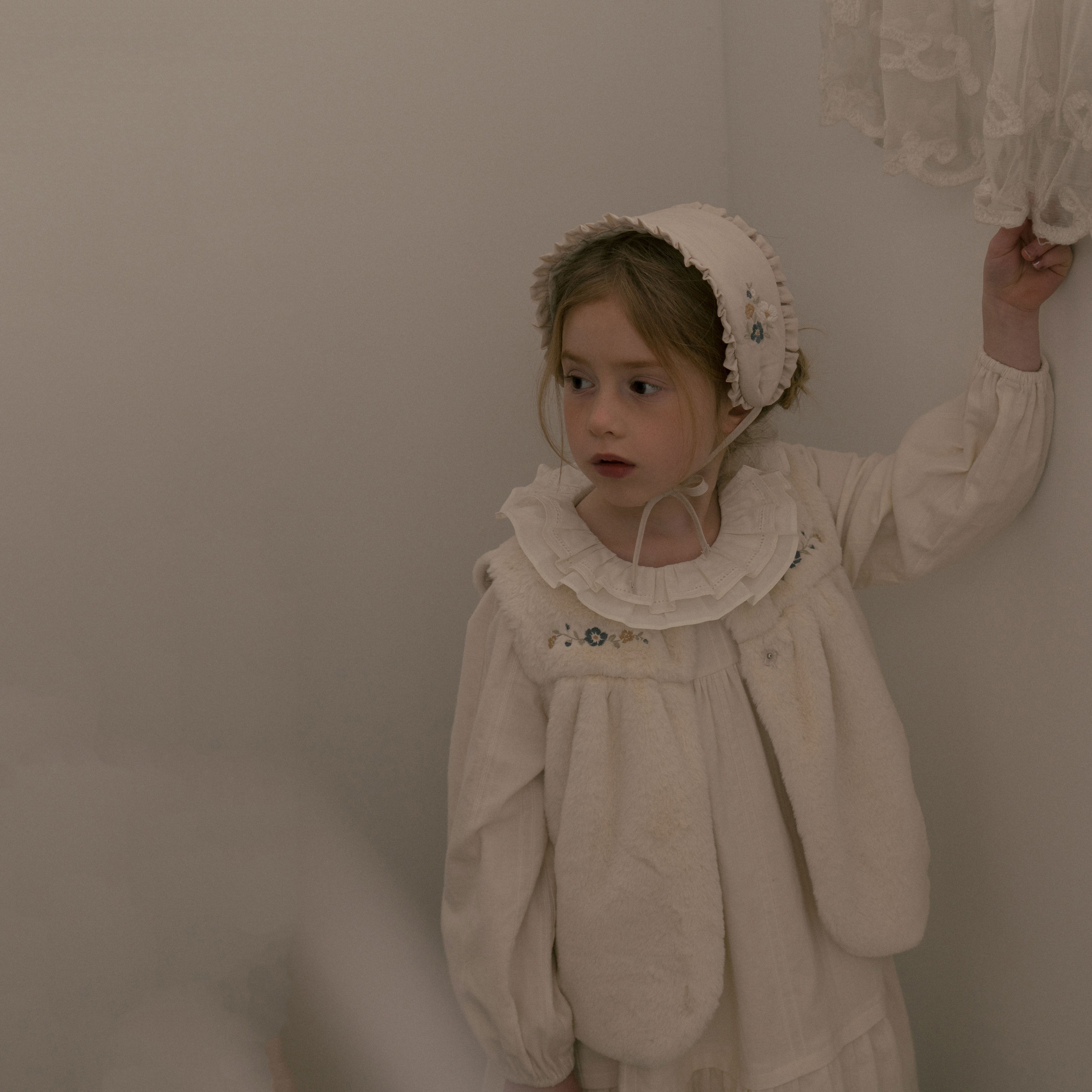 Girls White Ruffled Cotton Dress