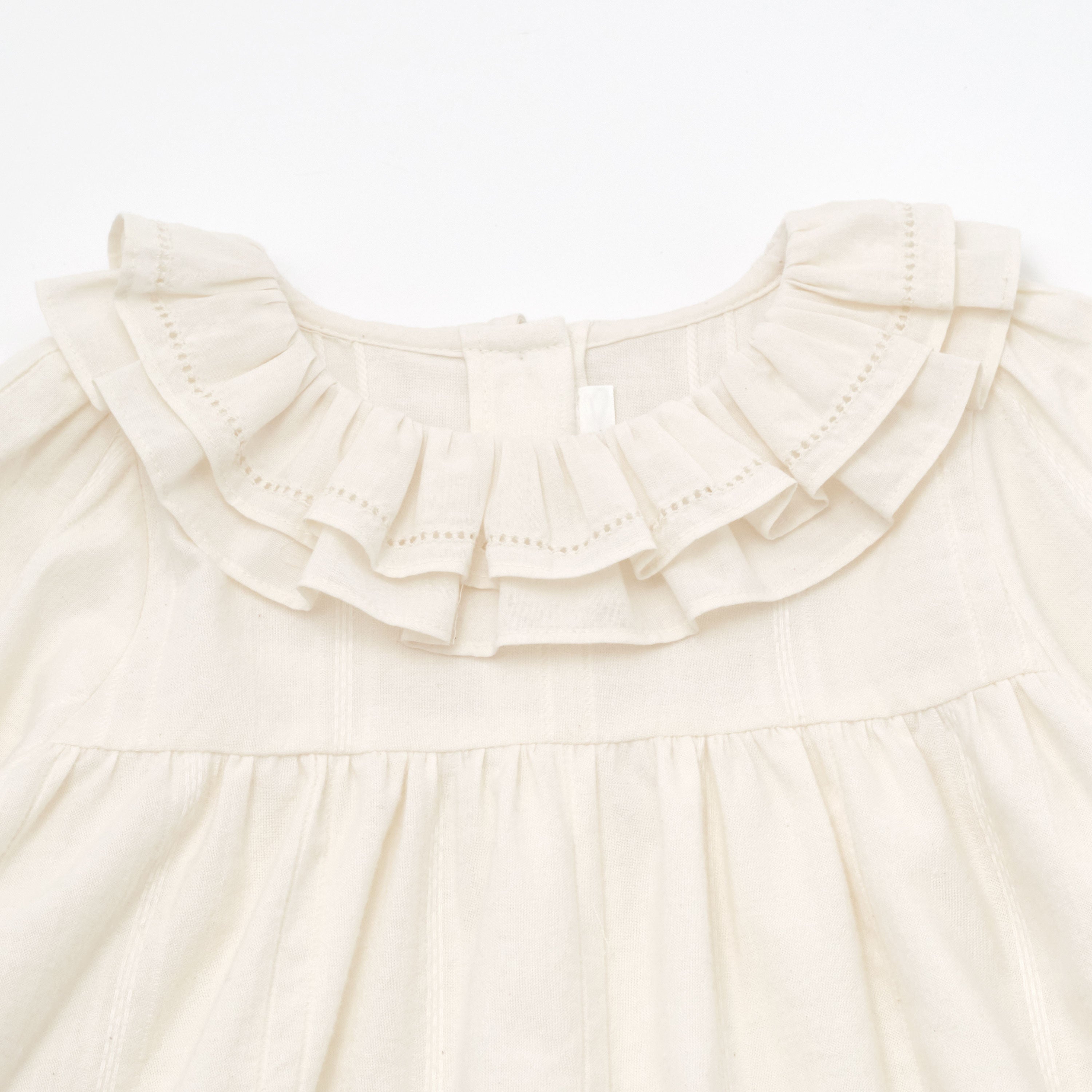 Girls White Ruffled Cotton Dress