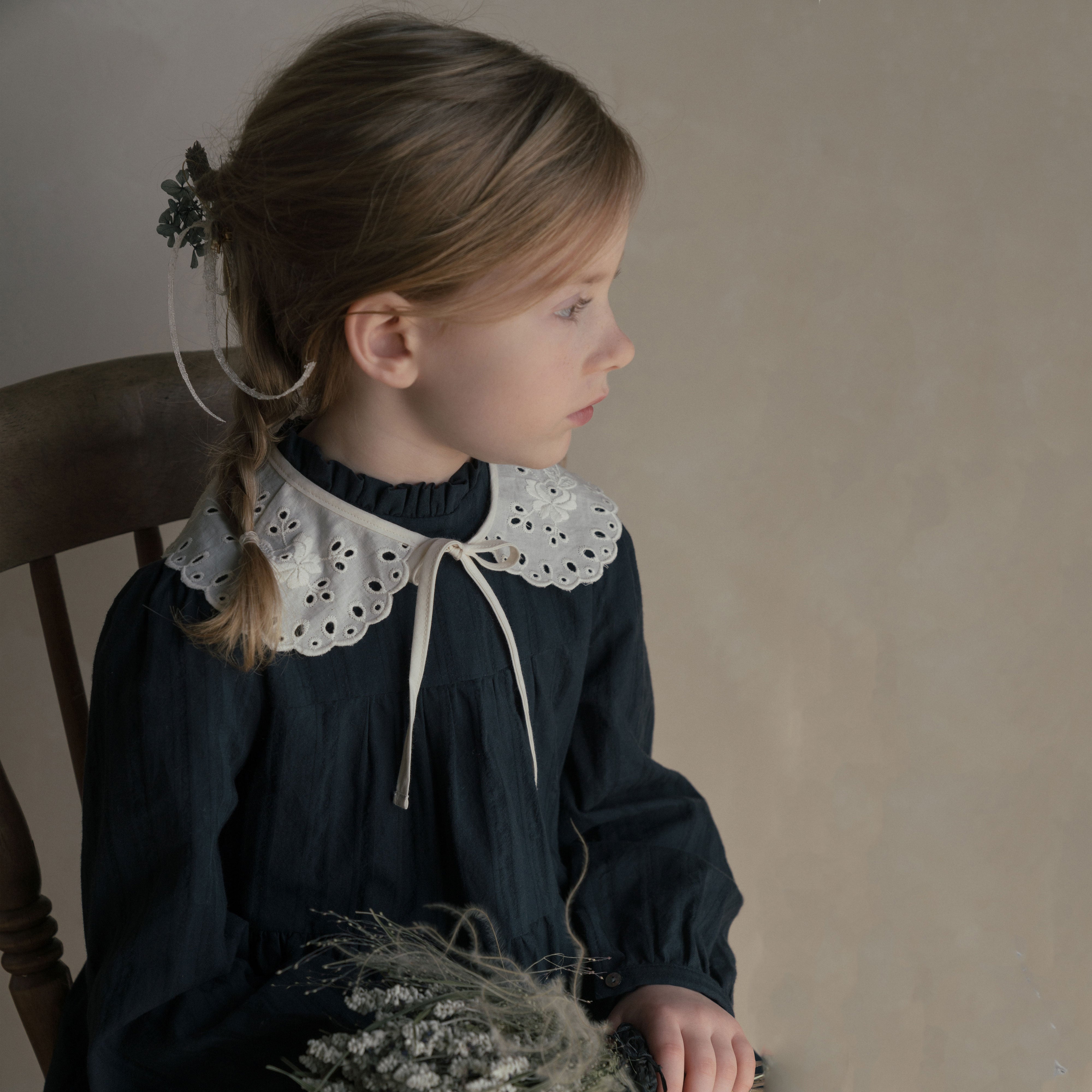 Girls Navy Cotton Dress