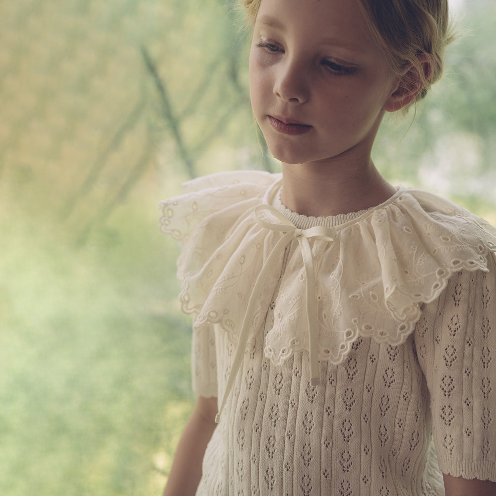 Girls Ivory Embroidered Removable Collar