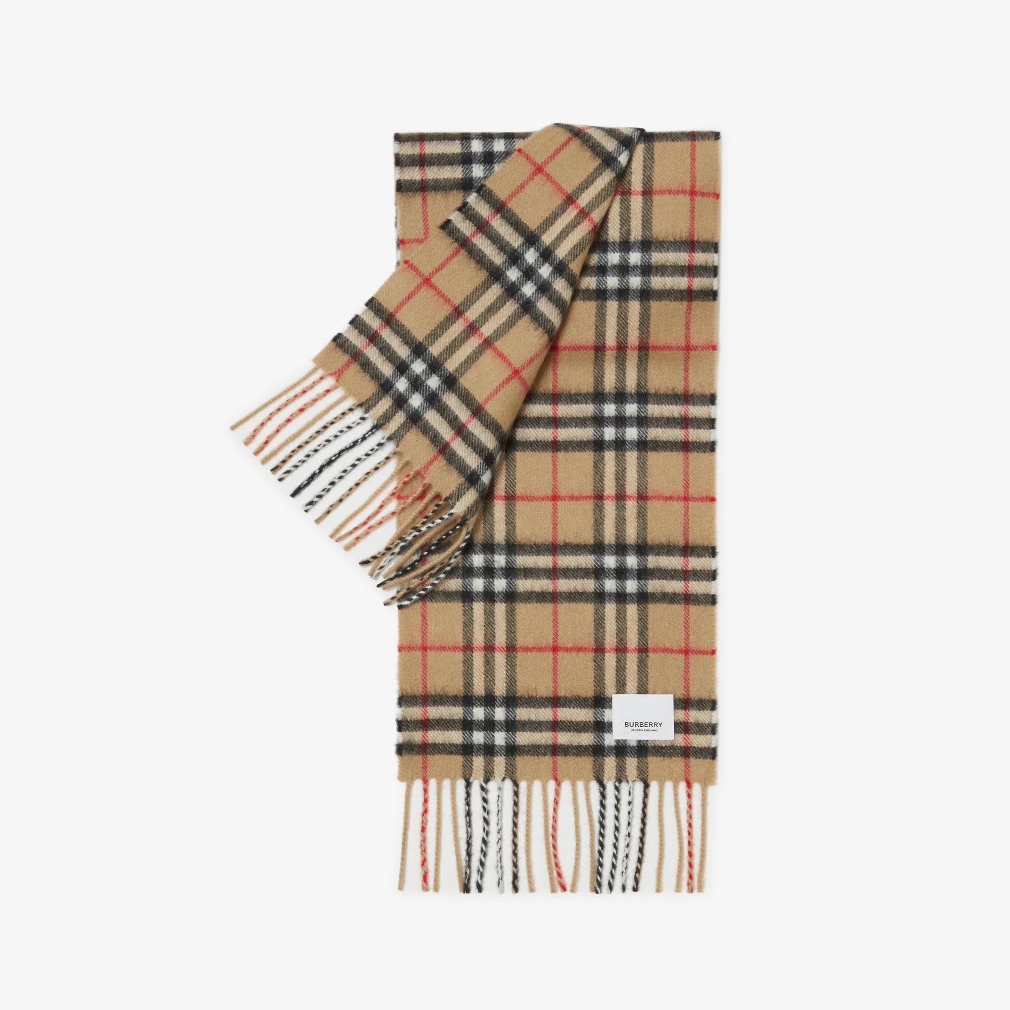 Boys & Girls Beige Check Cashmere Scarf