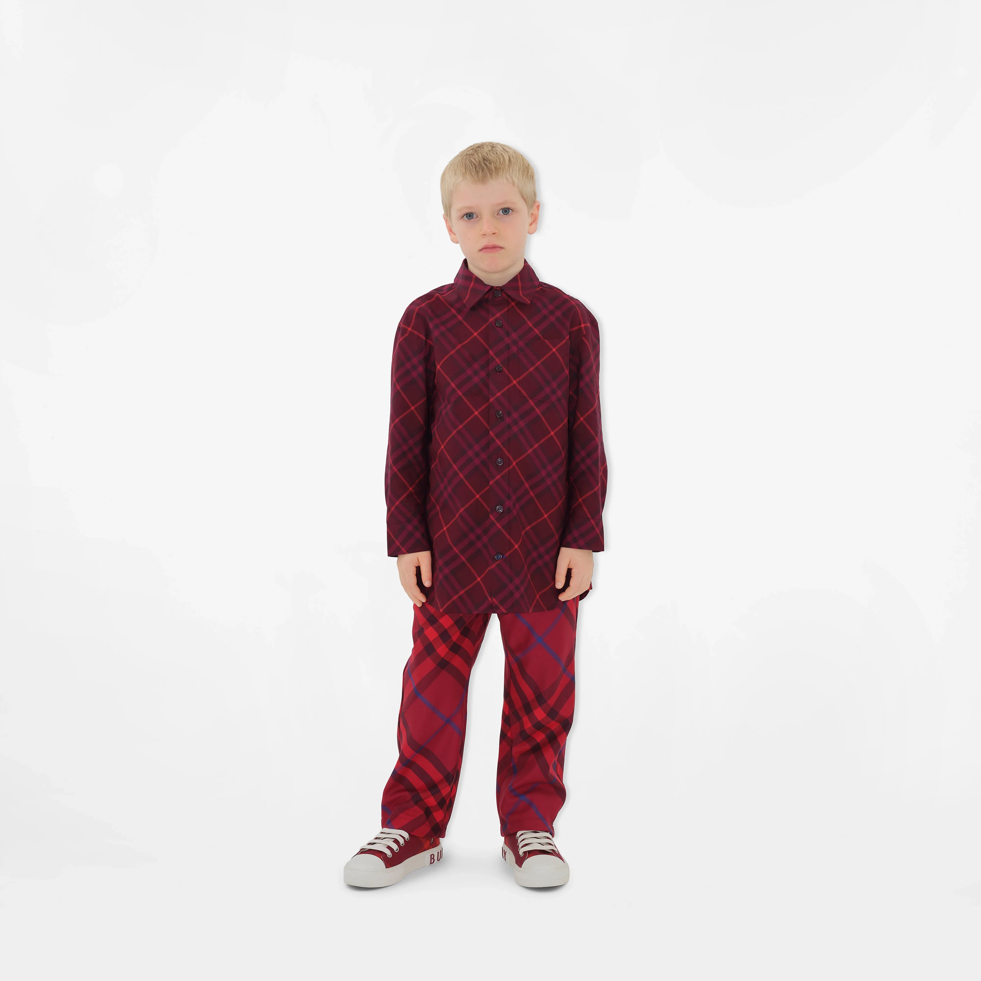 Boys Check Angelo Shirt in Red