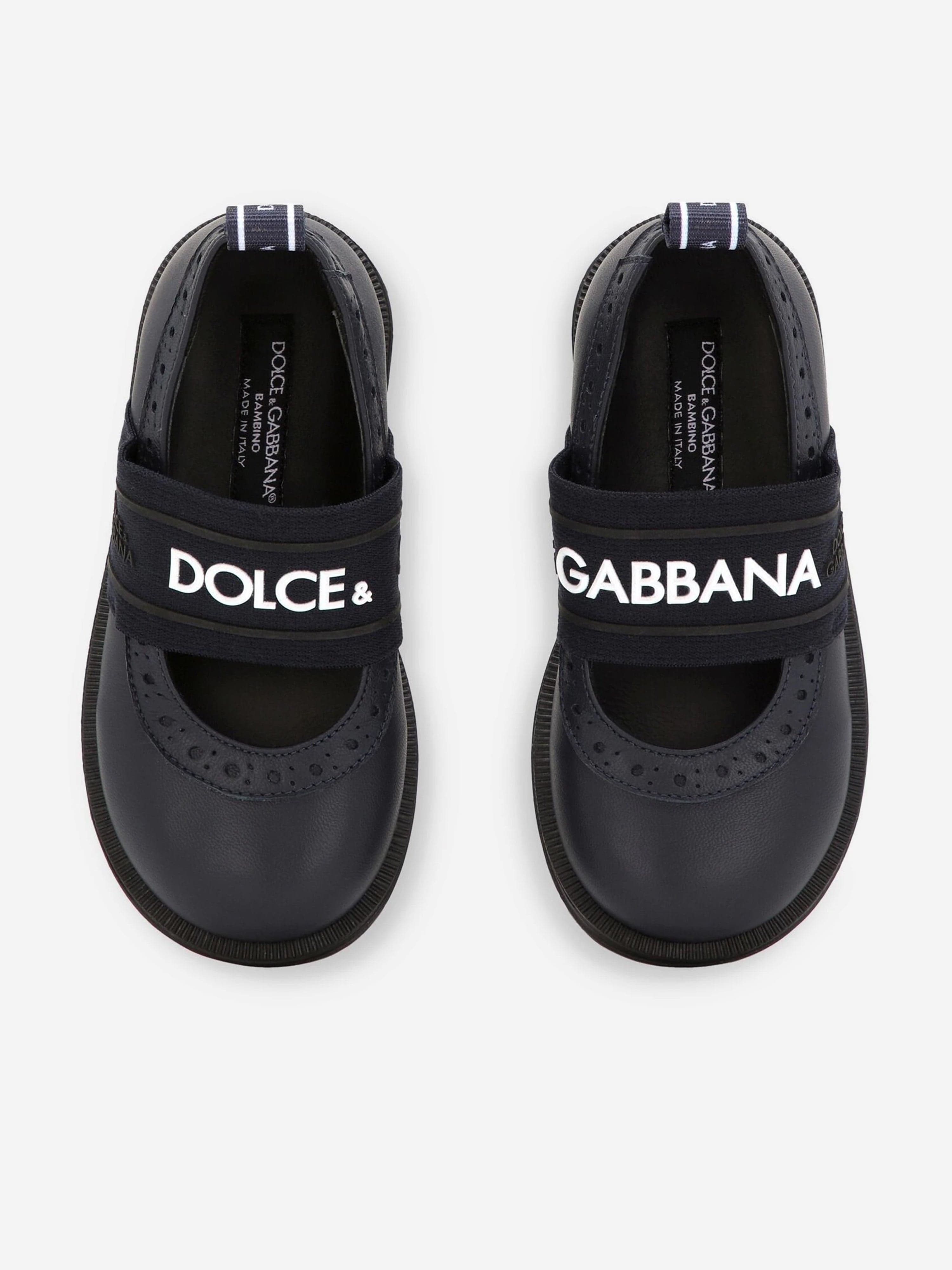 Dolce & Gabbana Girls Leather Brogue Mary Jane Shoes in Blue