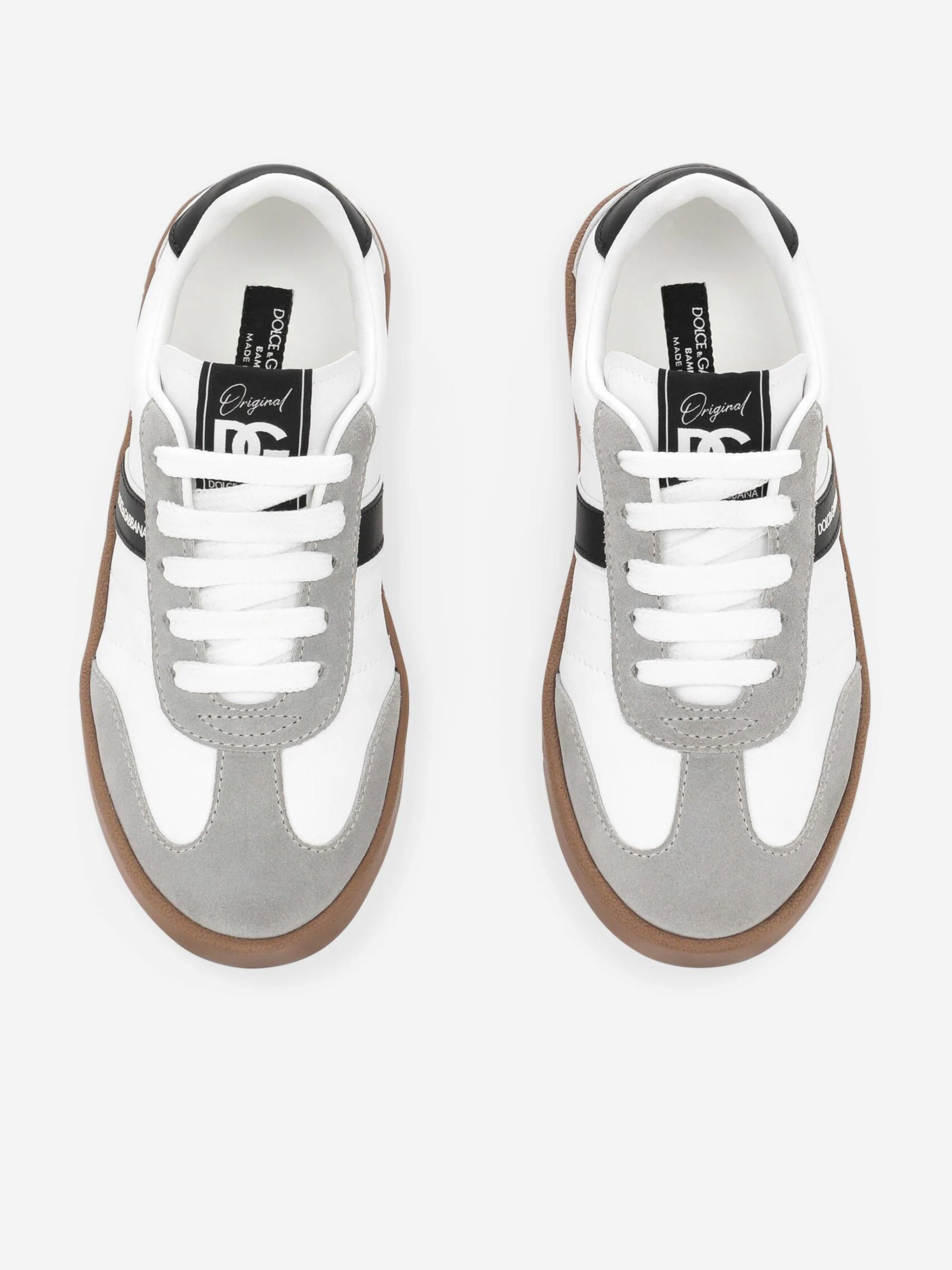 Dolce & Gabbana Boys Leather Retro Trainers in White