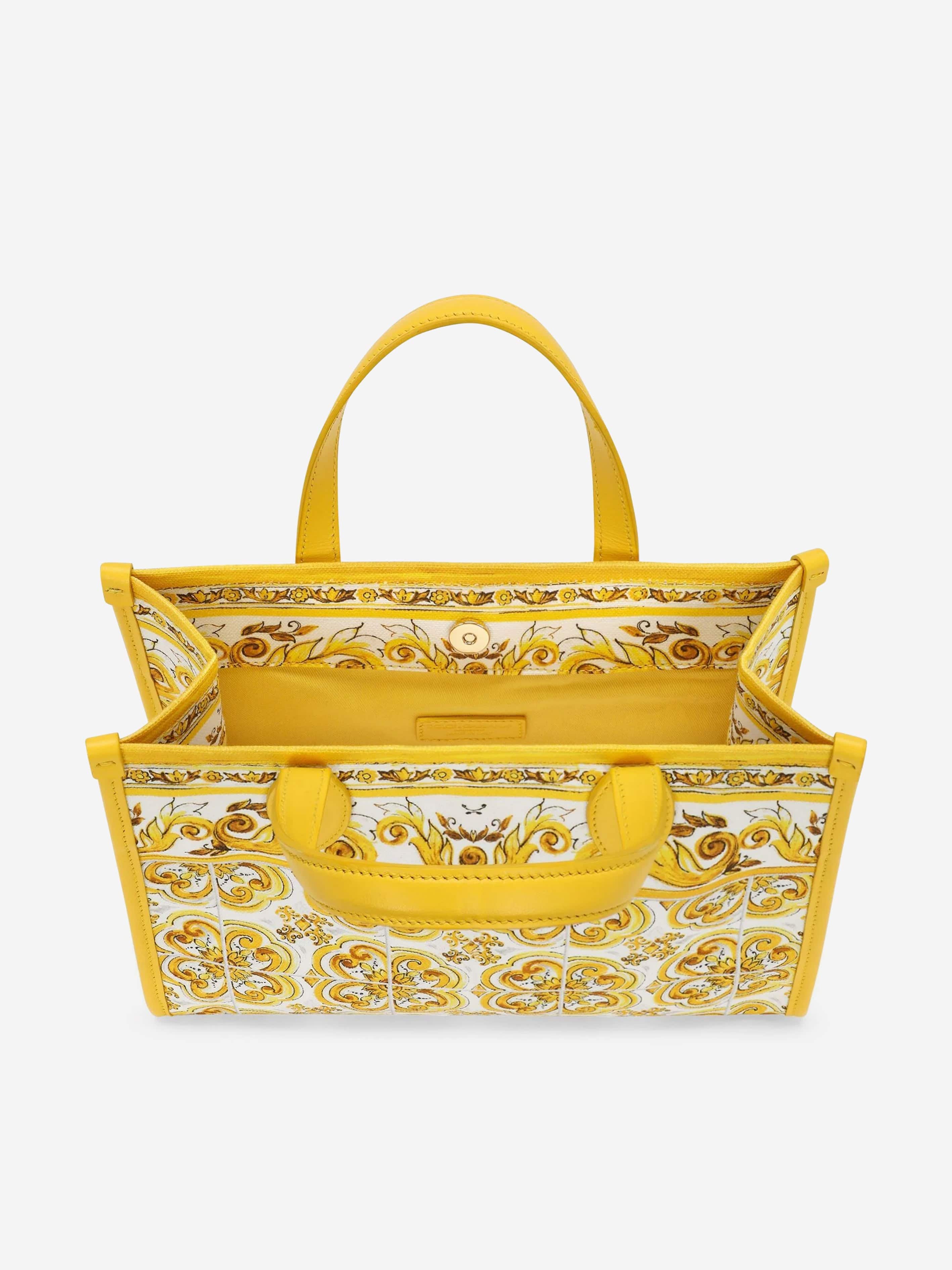 Dolce & Gabbana Girls Maiolica Canvas Bag in Yellow (25cm)
