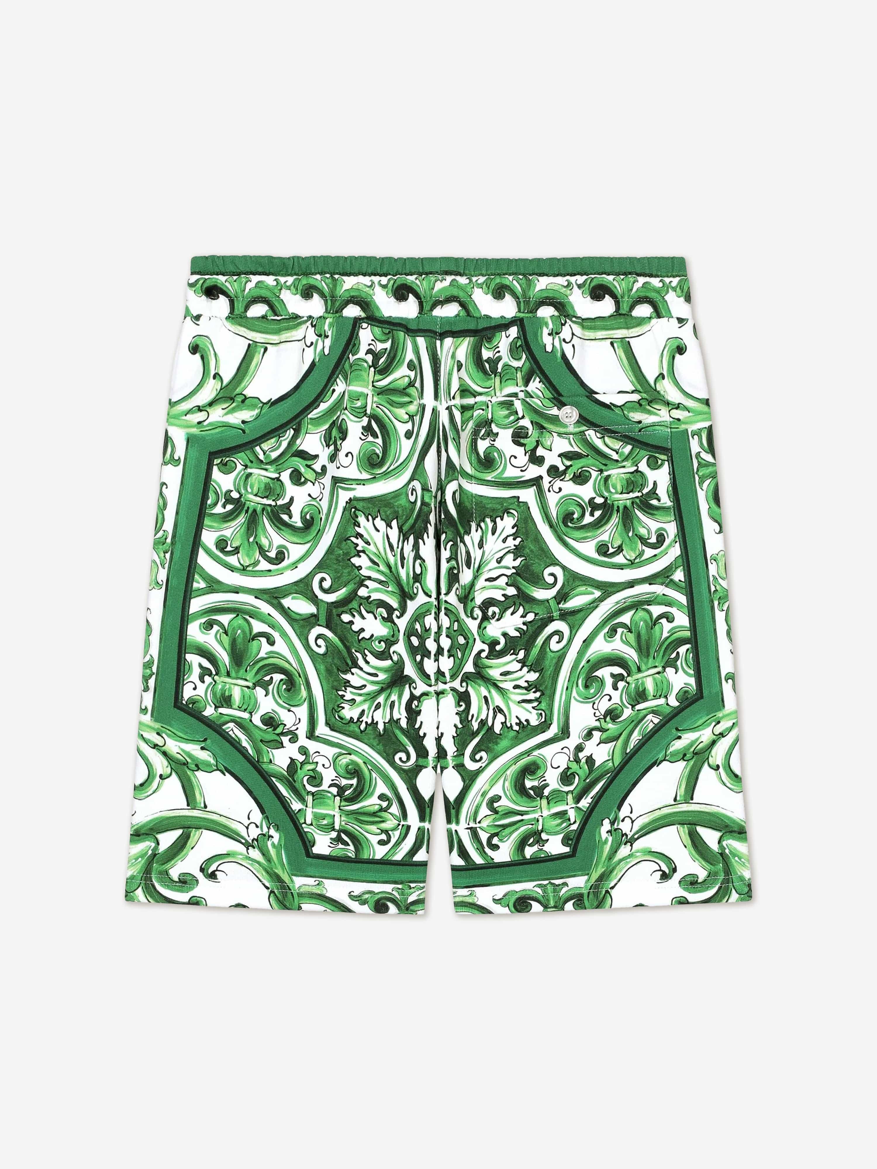 Dolce & Gabbana Boys Maiolica Bermuda Shorts in Green