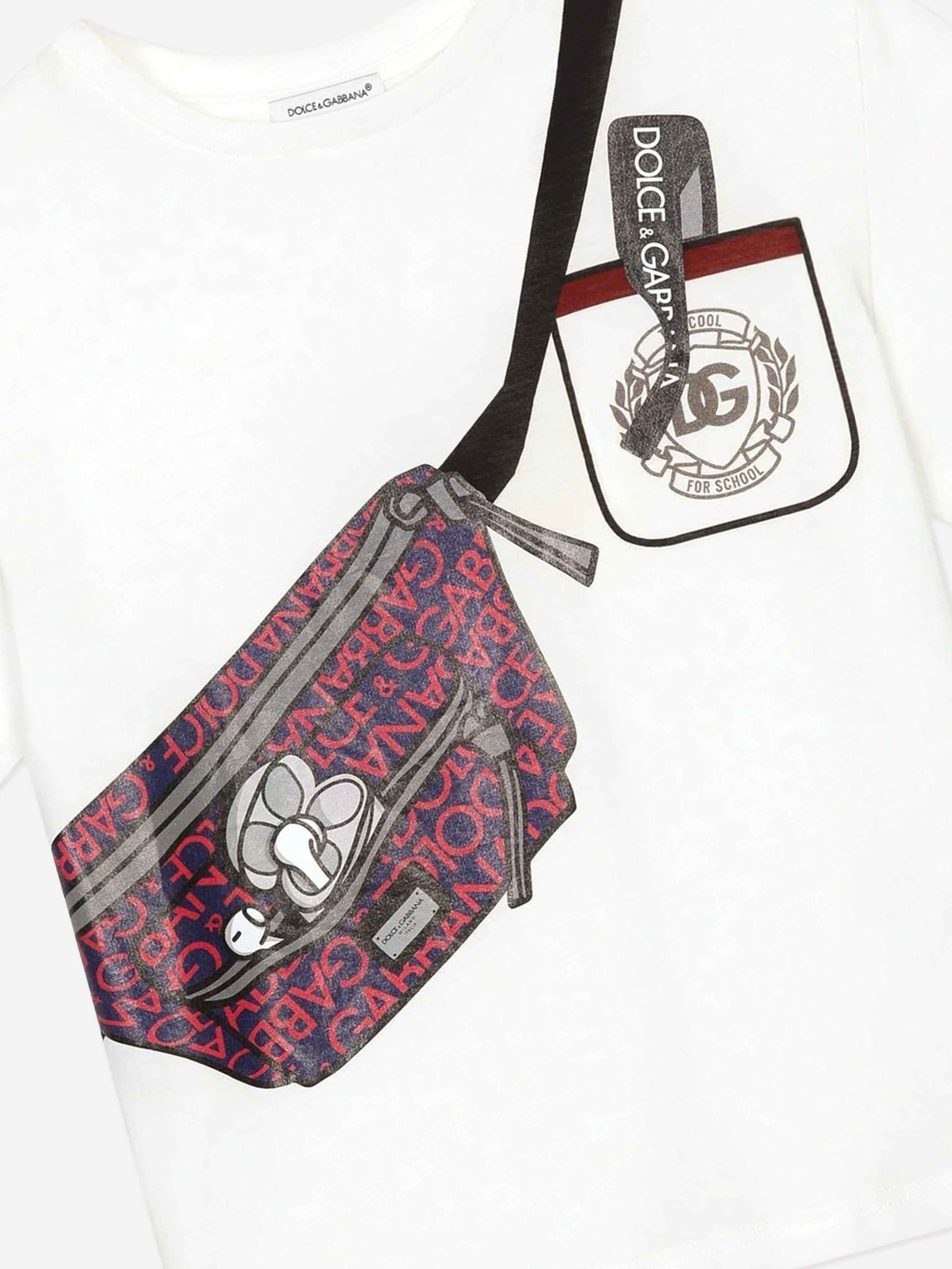 Dolce & Gabbana Boys Bag Print T-Shirt in White