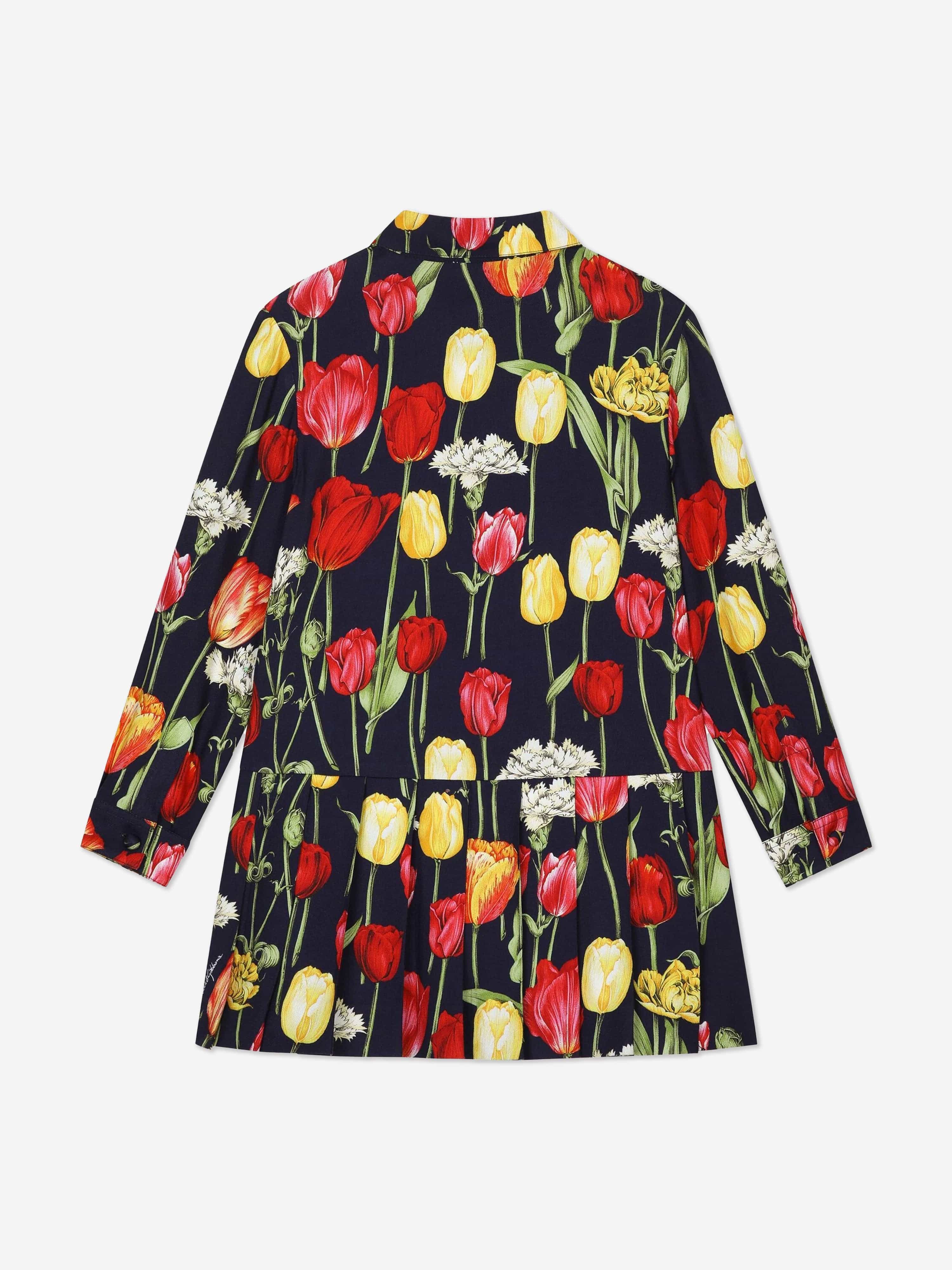 Dolce & Gabbana Girls Tulip Print Dress in Multicolour