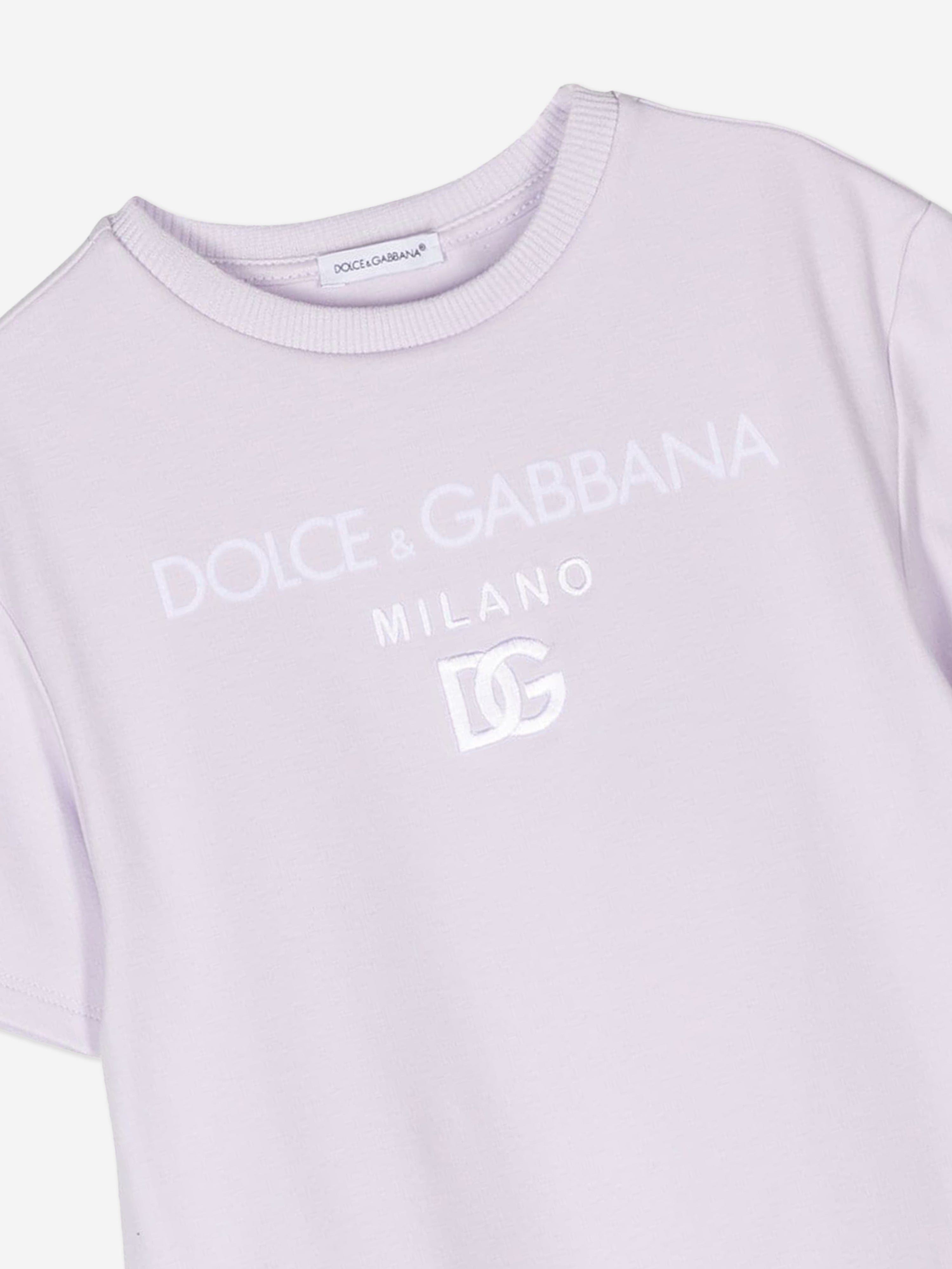 Dolce & Gabbana Girls Logo Jersey Dress in Purple