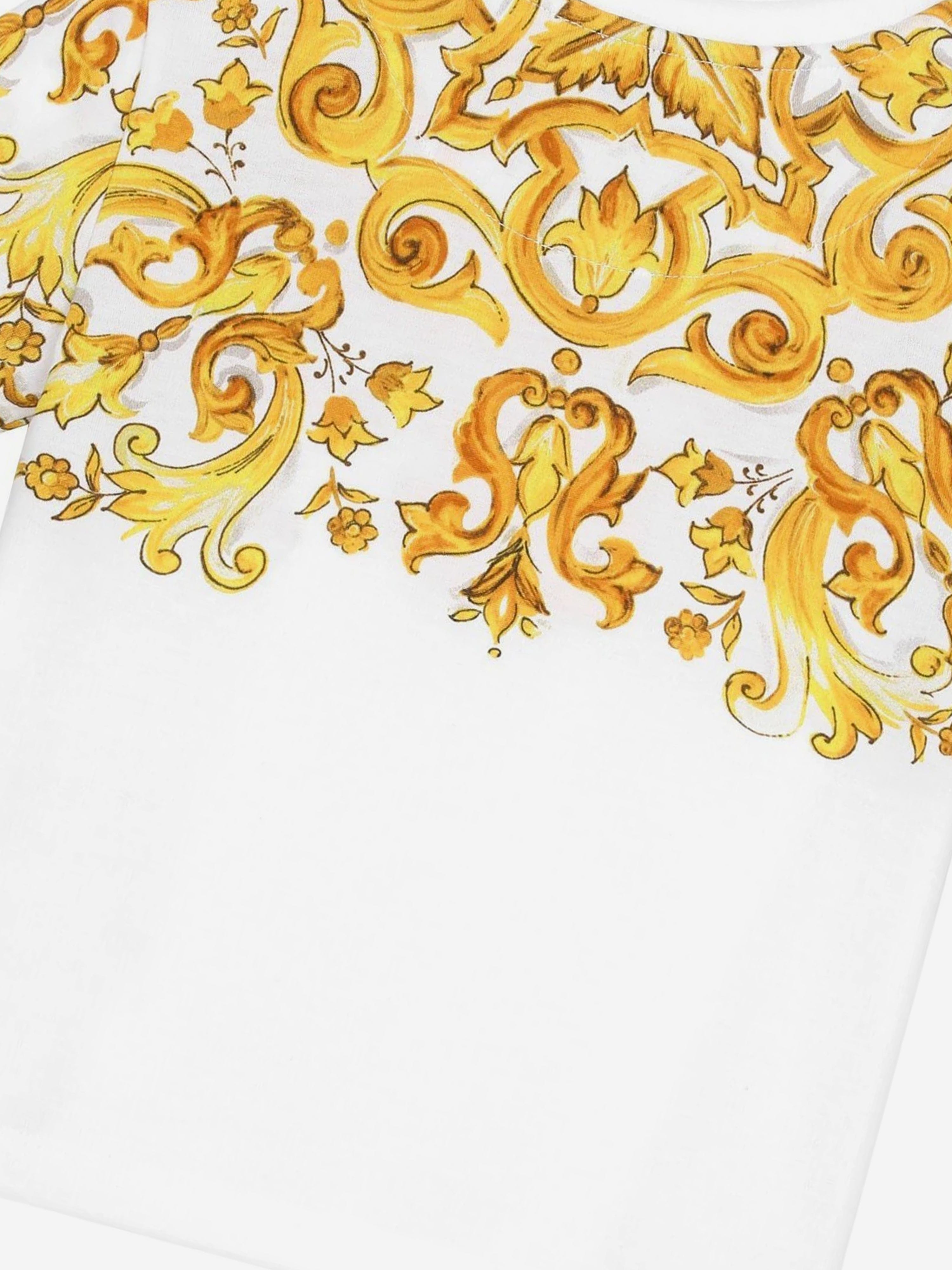 Dolce & Gabbana Girls Maiolica Print T-Shirt in White