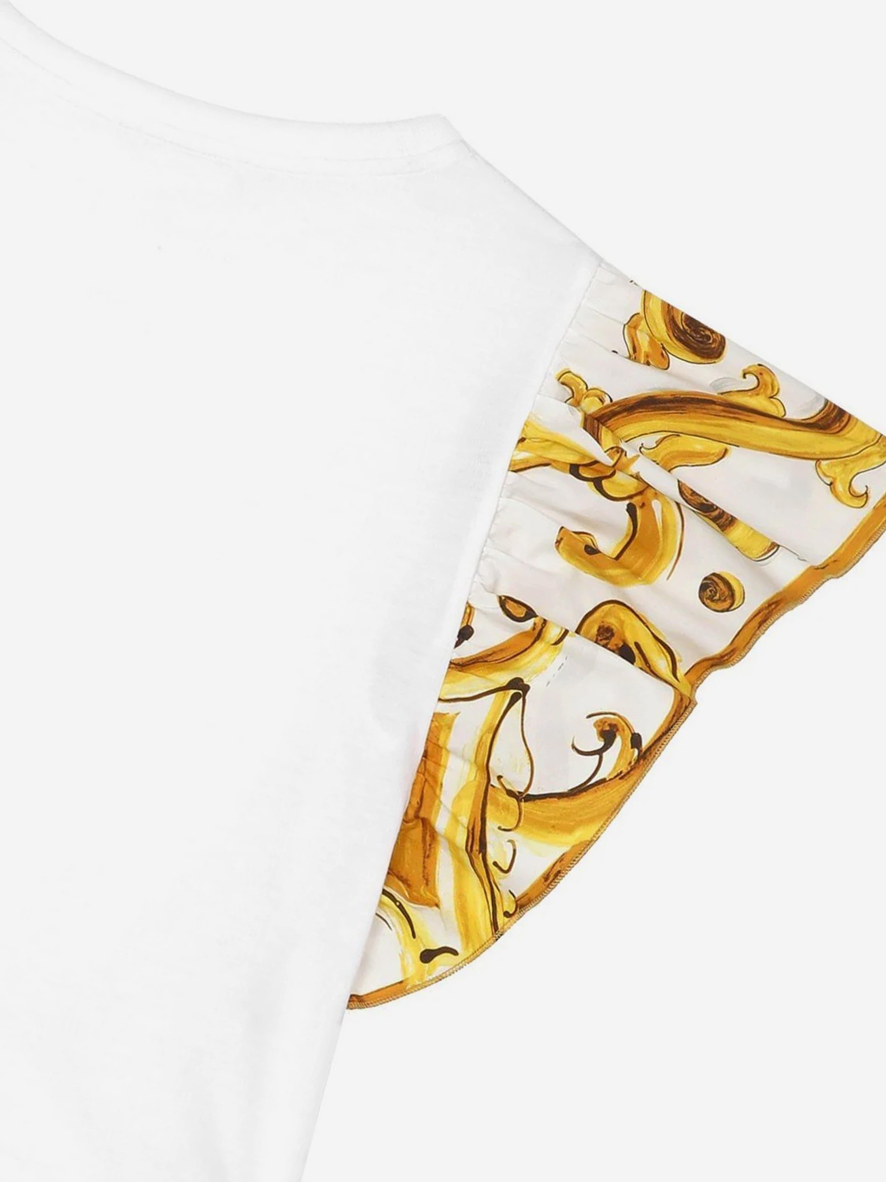 Dolce & Gabbana Girls Maiolica Tie Front Top in White