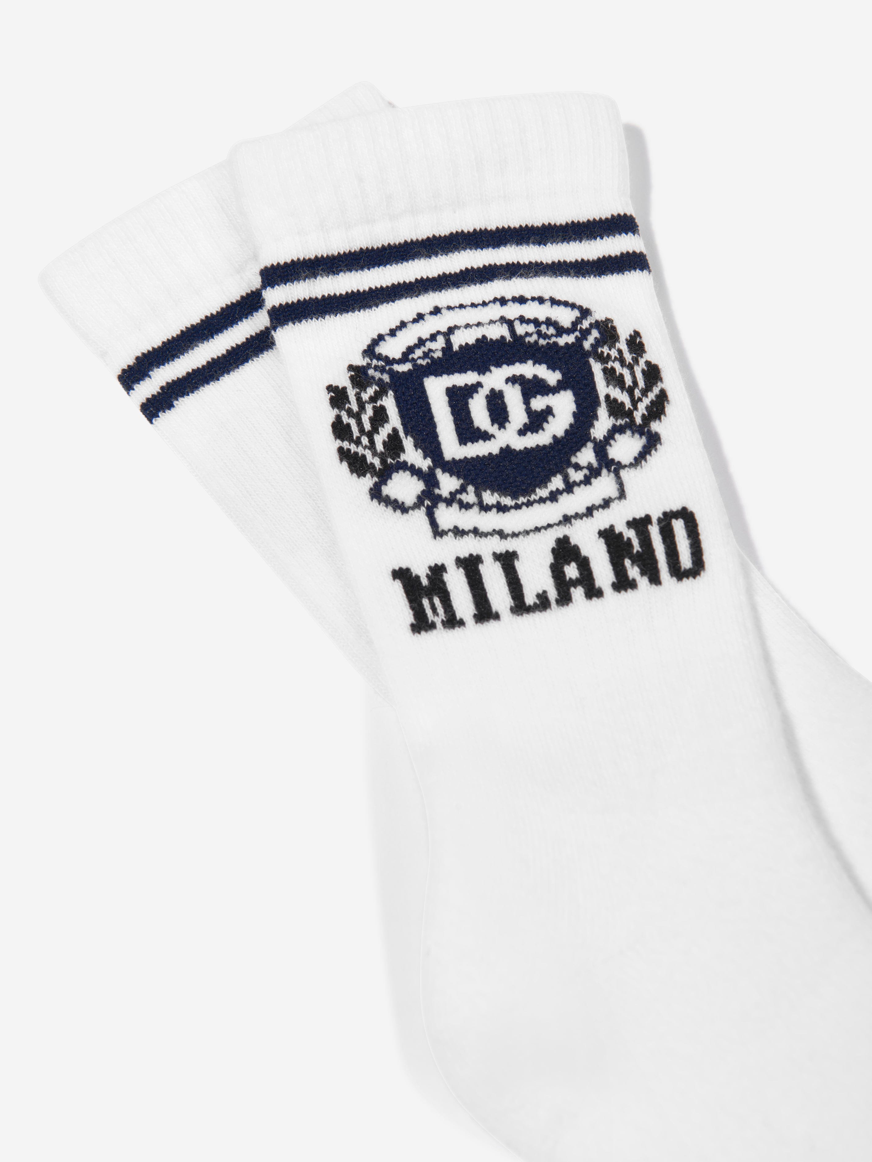 Dolce & Gabbana Boys Milano Logo Socks in White