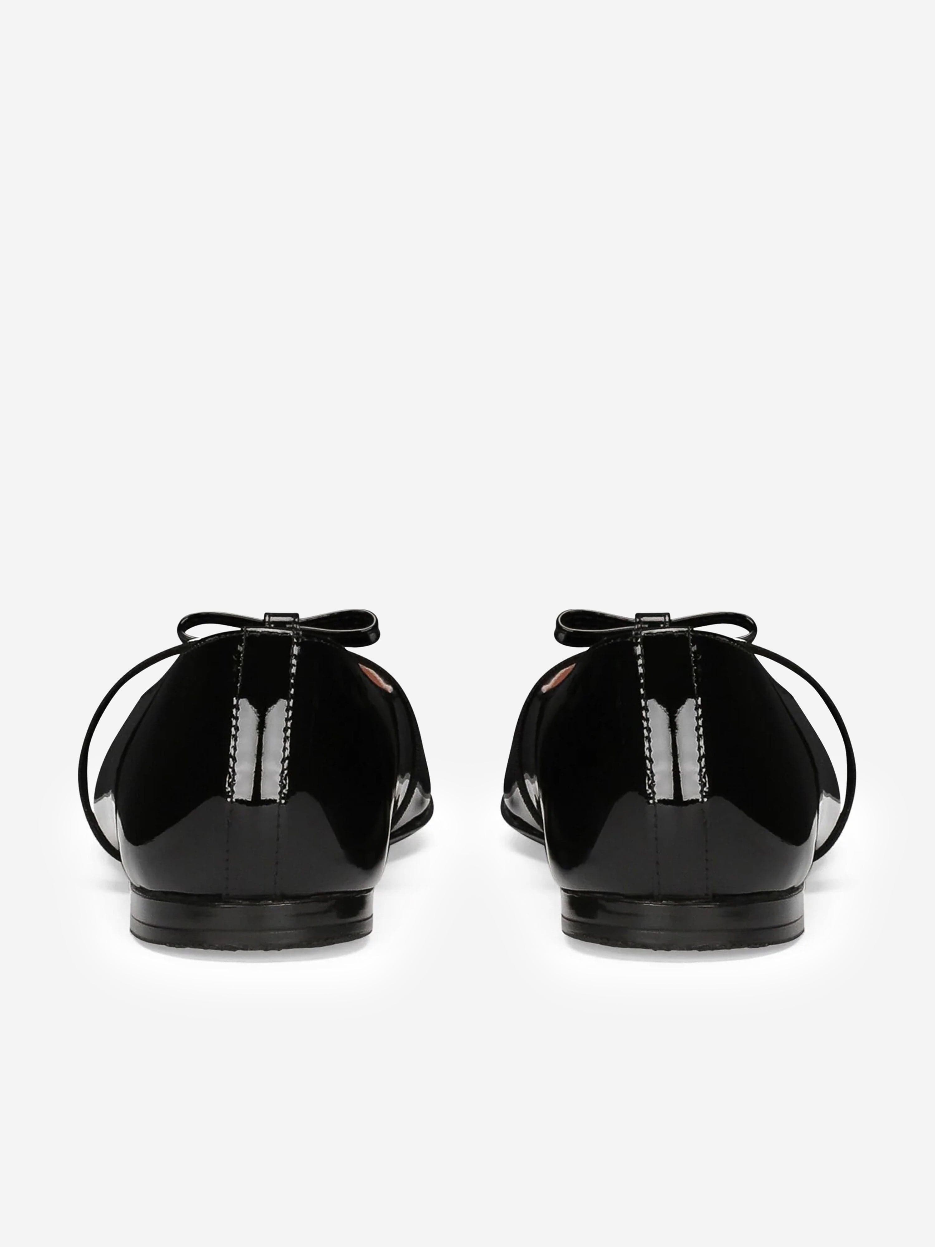 Dolce & Gabbana Girls Patent Leather Ballet Flats in Black