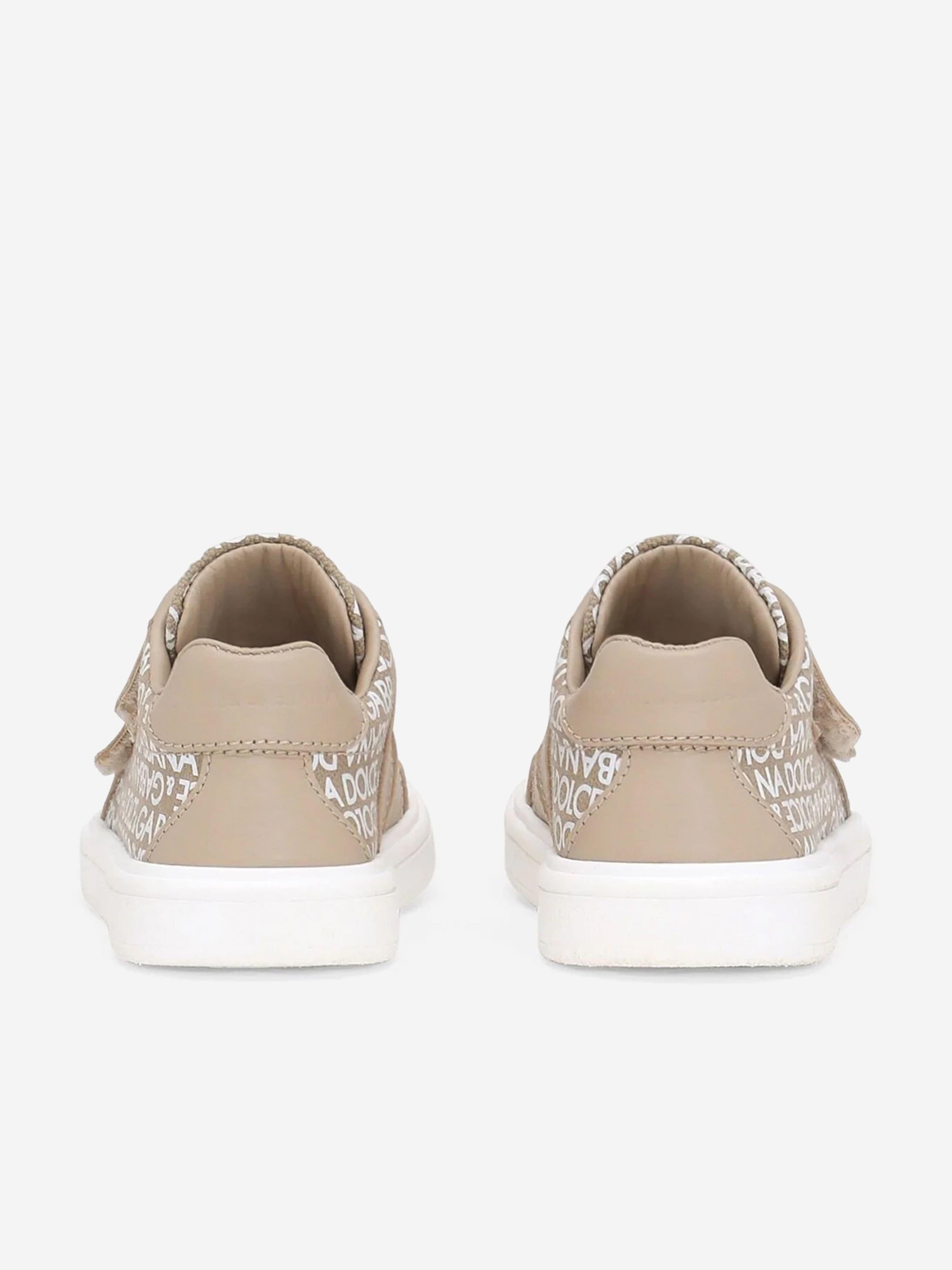 Dolce & Gabbana Kids Canvas And Leather Trainers in Gold
