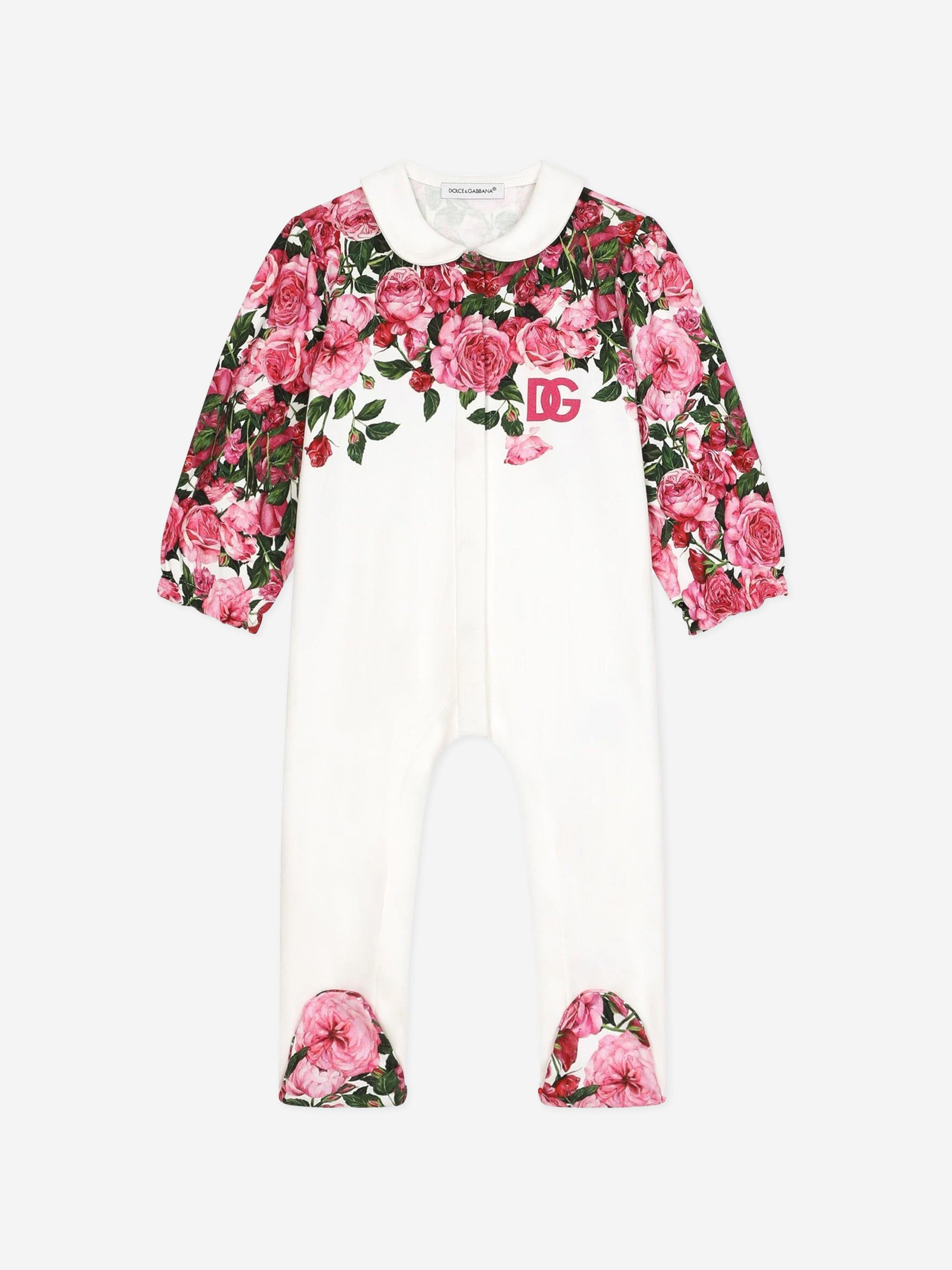 Dolce & Gabbana Baby Girls Rose Babygrow Gift Set in White