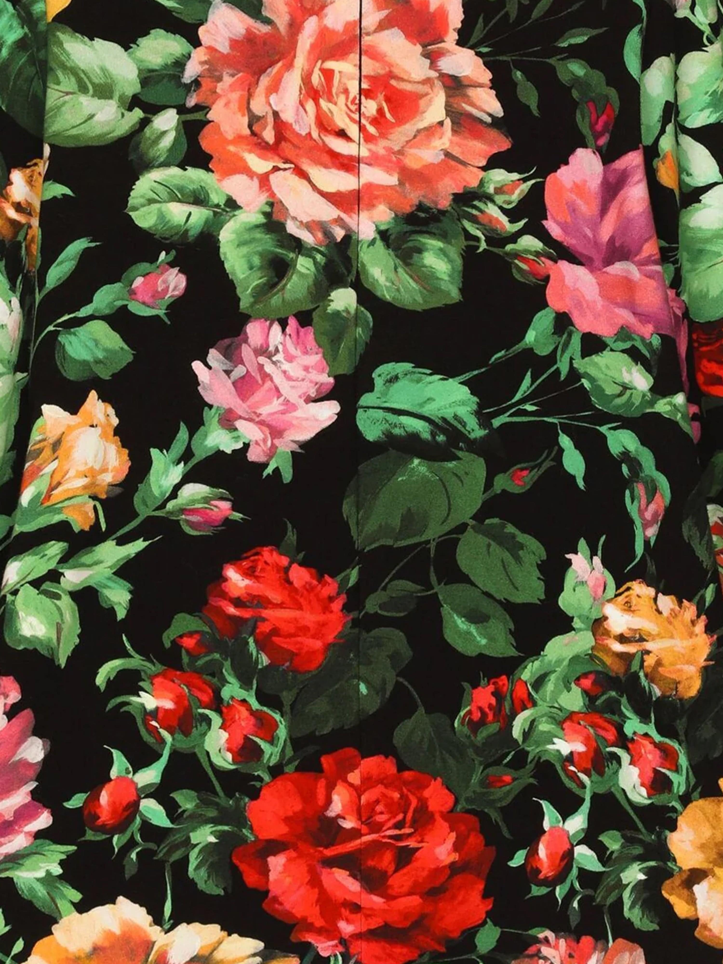 Dolce & Gabbana Girls Long Sleeve Rose Dress in Multicolour