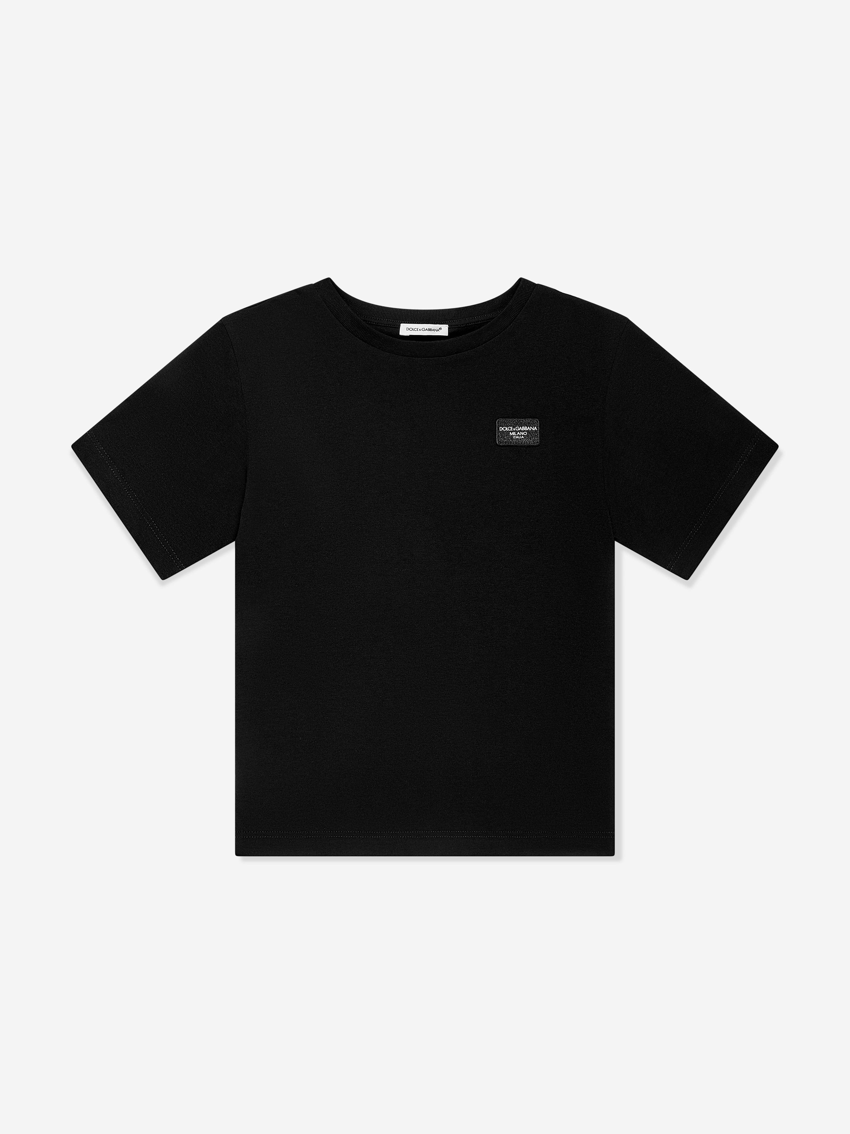 Dolce & Gabbana Boys Logo Labelled T-Shirt in Black