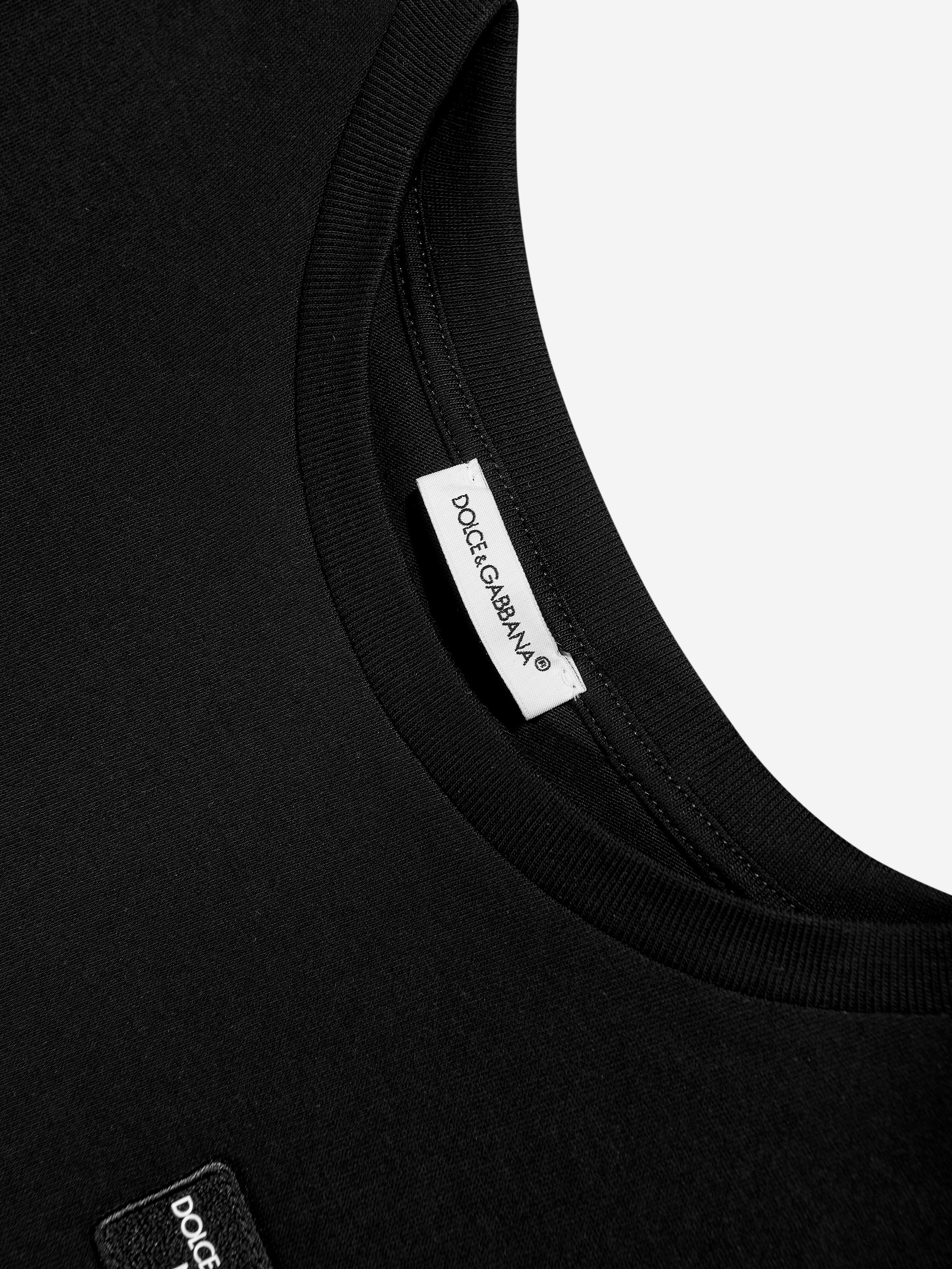 Dolce & Gabbana Boys Logo Labelled T-Shirt in Black