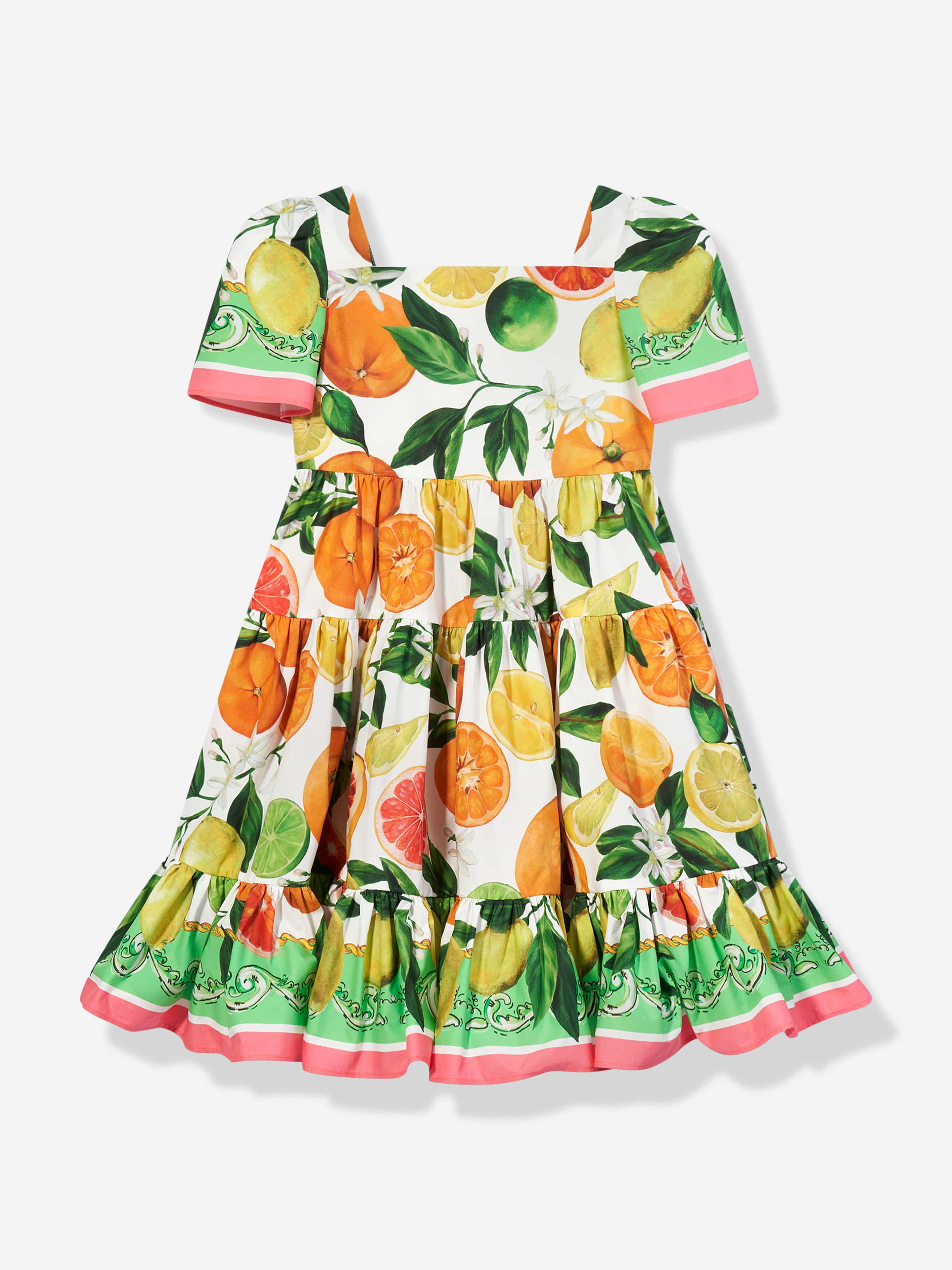 Dolce & Gabbana Girls Lemon Print Dress in Multicolour Dolce & Gabbana Girls Lemon Print Dress in Multicolour