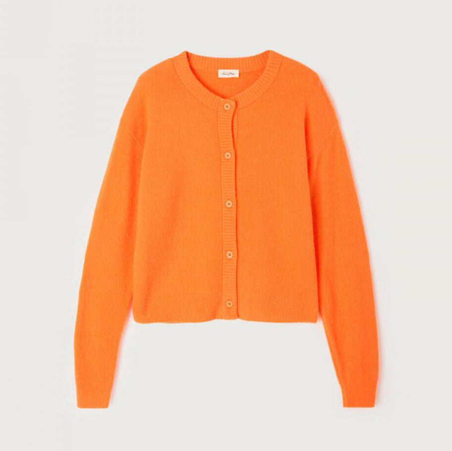 Girls Orange Wool Cardigan