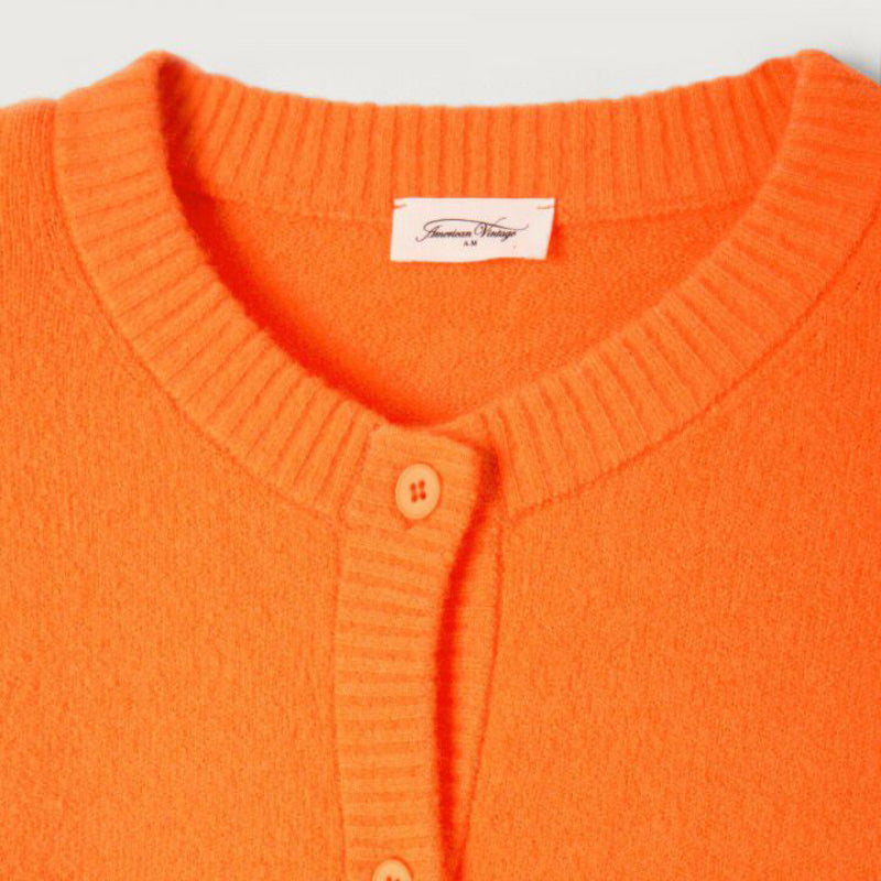 Girls Orange Wool Cardigan