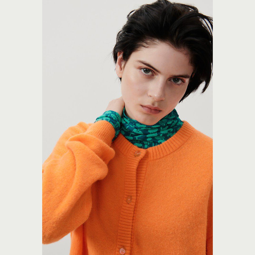 Girls Orange Wool Cardigan