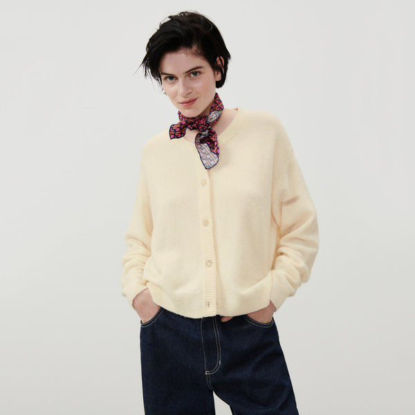 Girls White Wool Cardigan