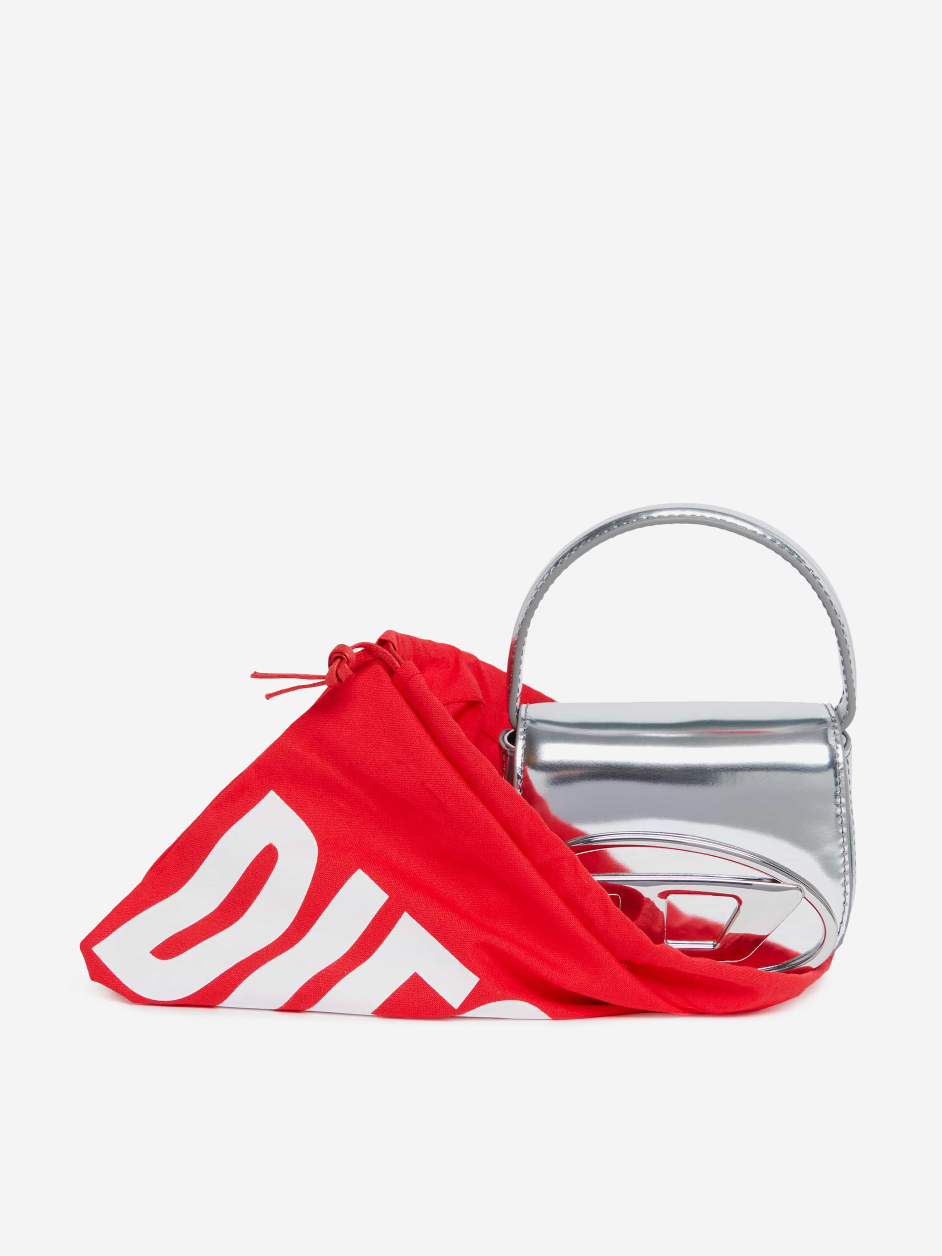 Diesel Girls Leather Oval D Logo Handbag in Silver (20cm)