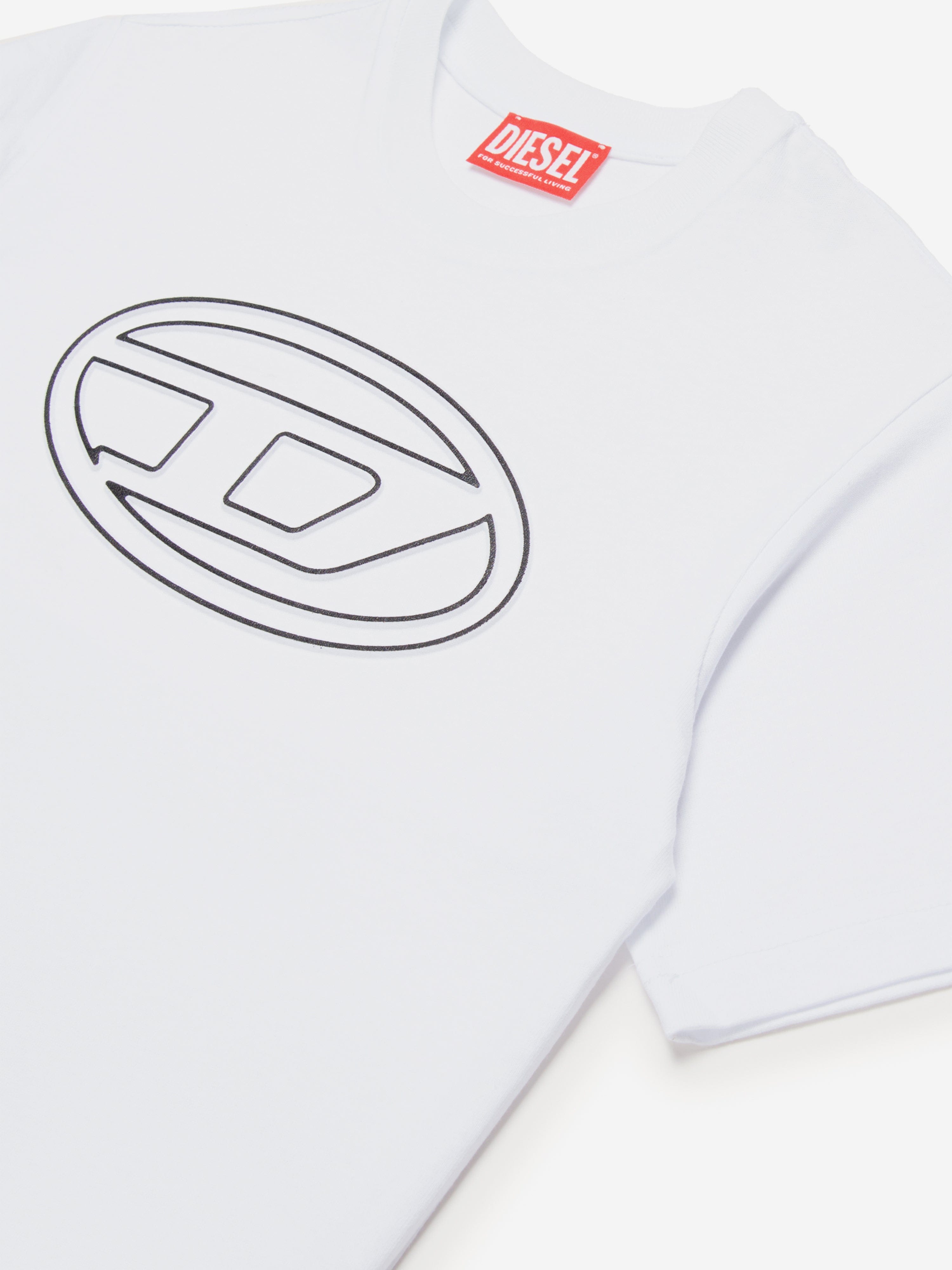 Diesel Boys Oval D Logo T-Shirt in White
