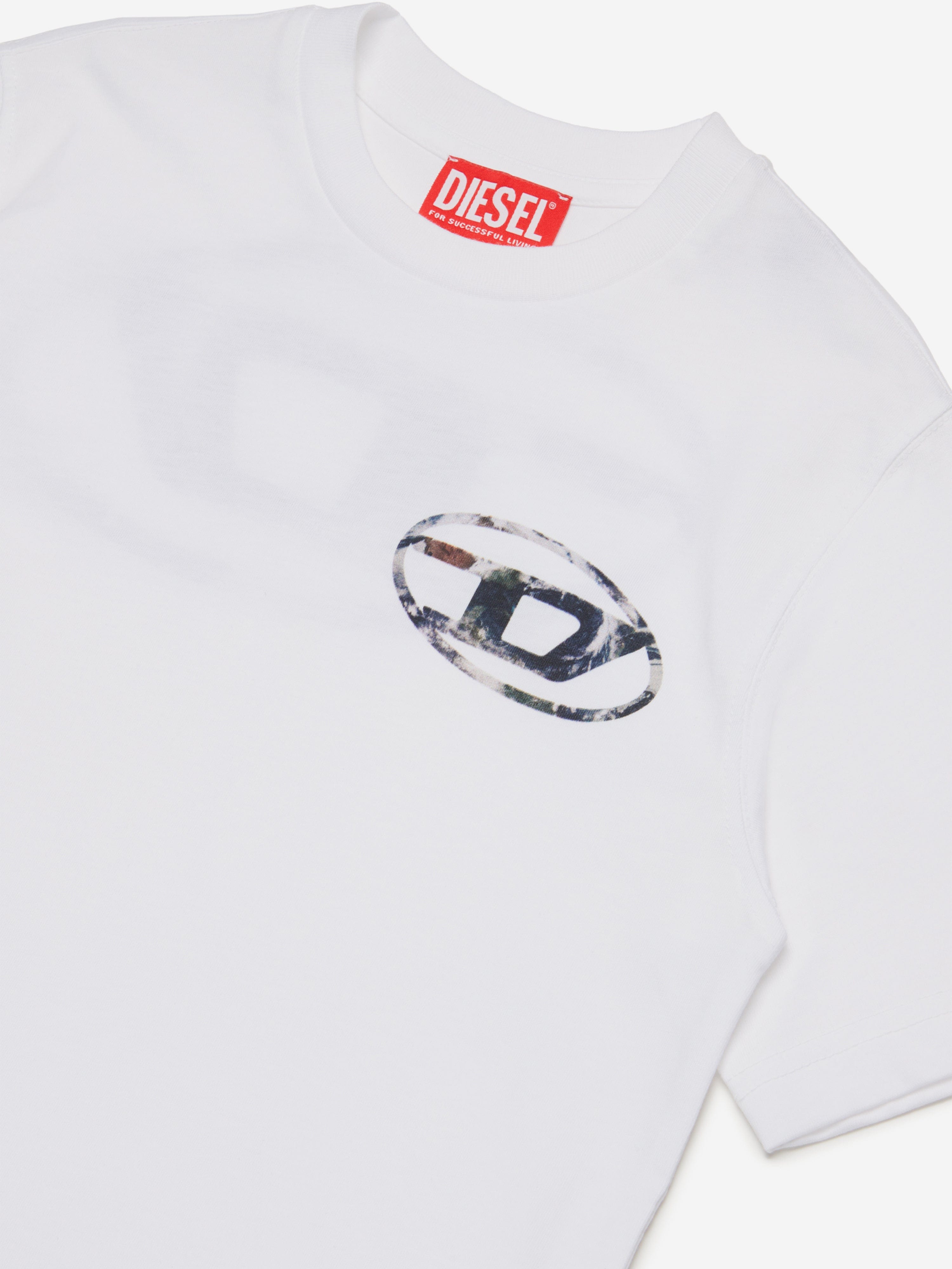 Diesel Boys Oval D Logo T-Shirt in White