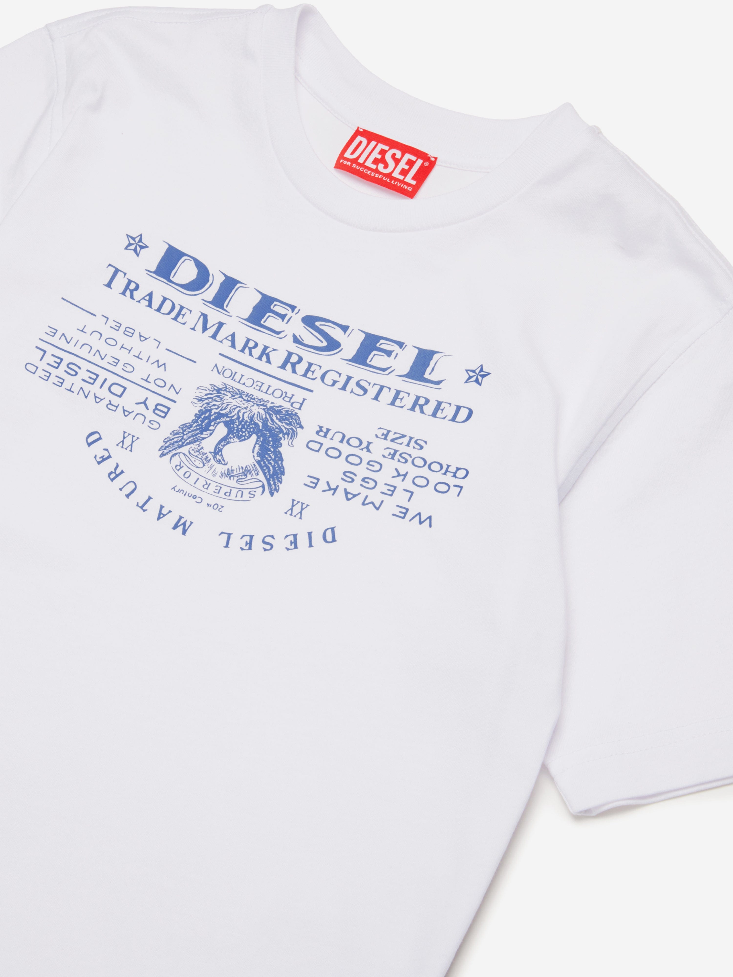 Diesel Boys Logo Print T-Shirt in White