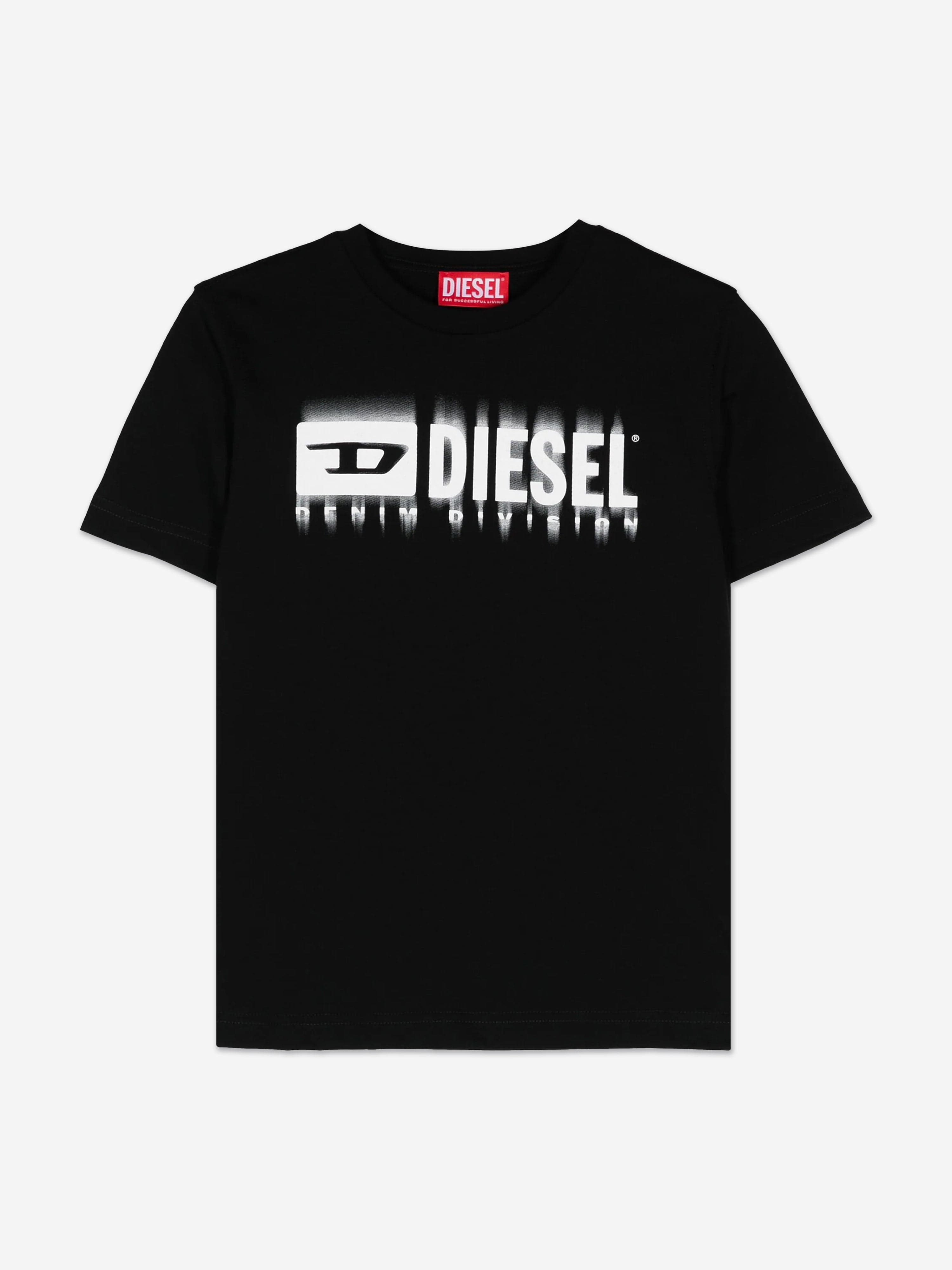 Diesel Boys Logo Print T-Shirt in Black