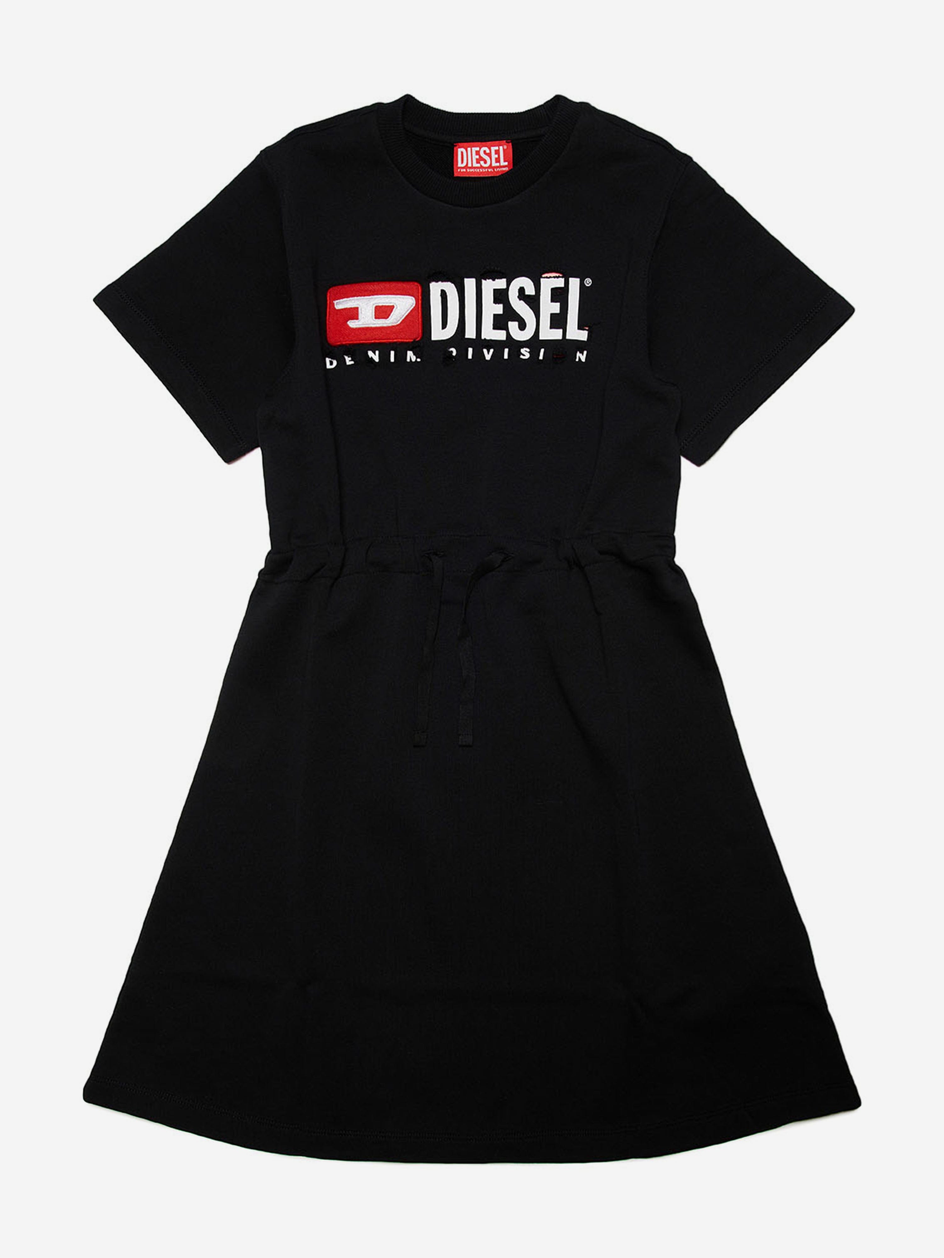 Diesel Girls Logo Jersey Dress in Black Diesel Girls Logo Jersey Dress in Black