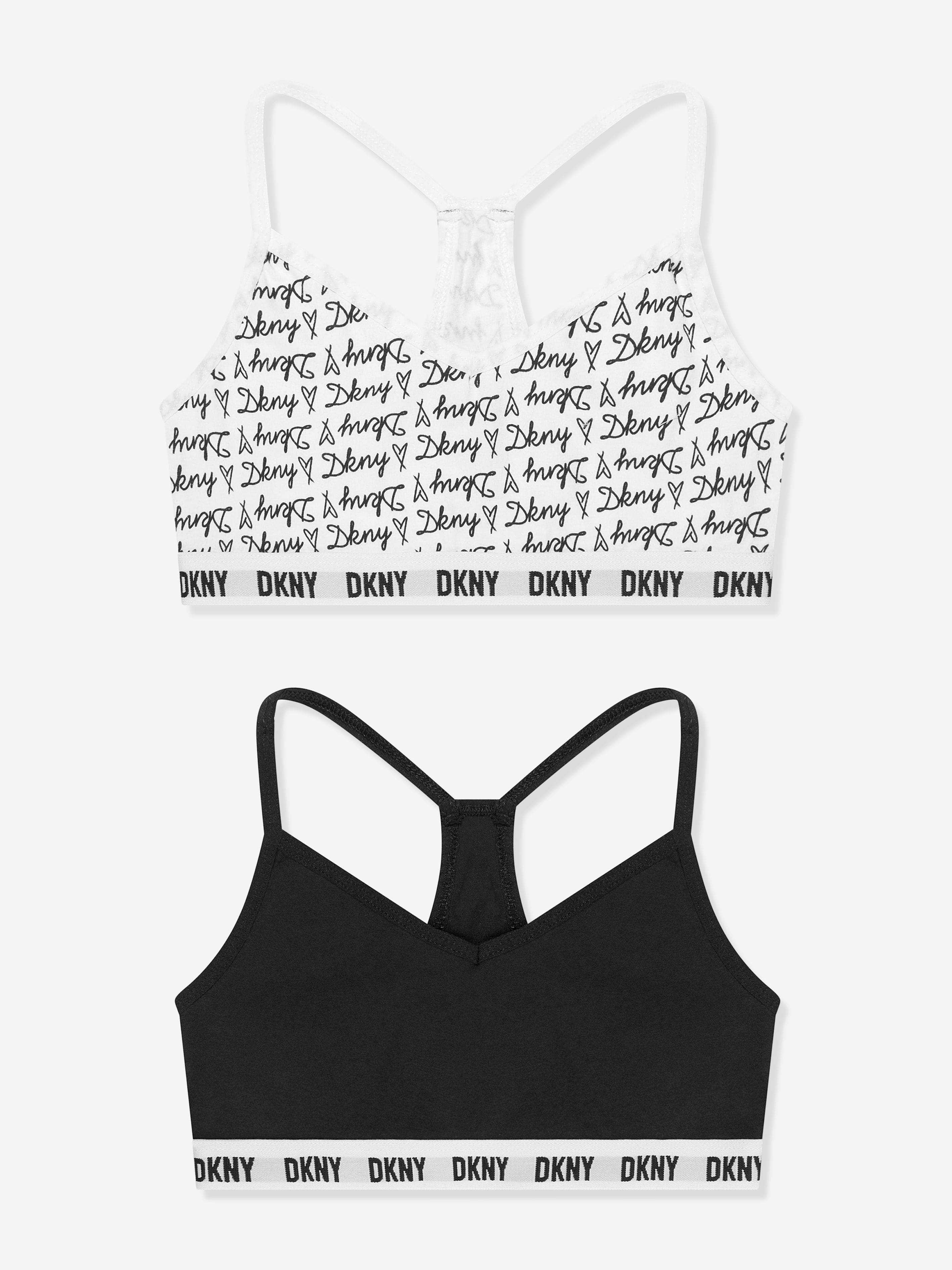 DKNY Girls 2 Pack Racer Bra in Black