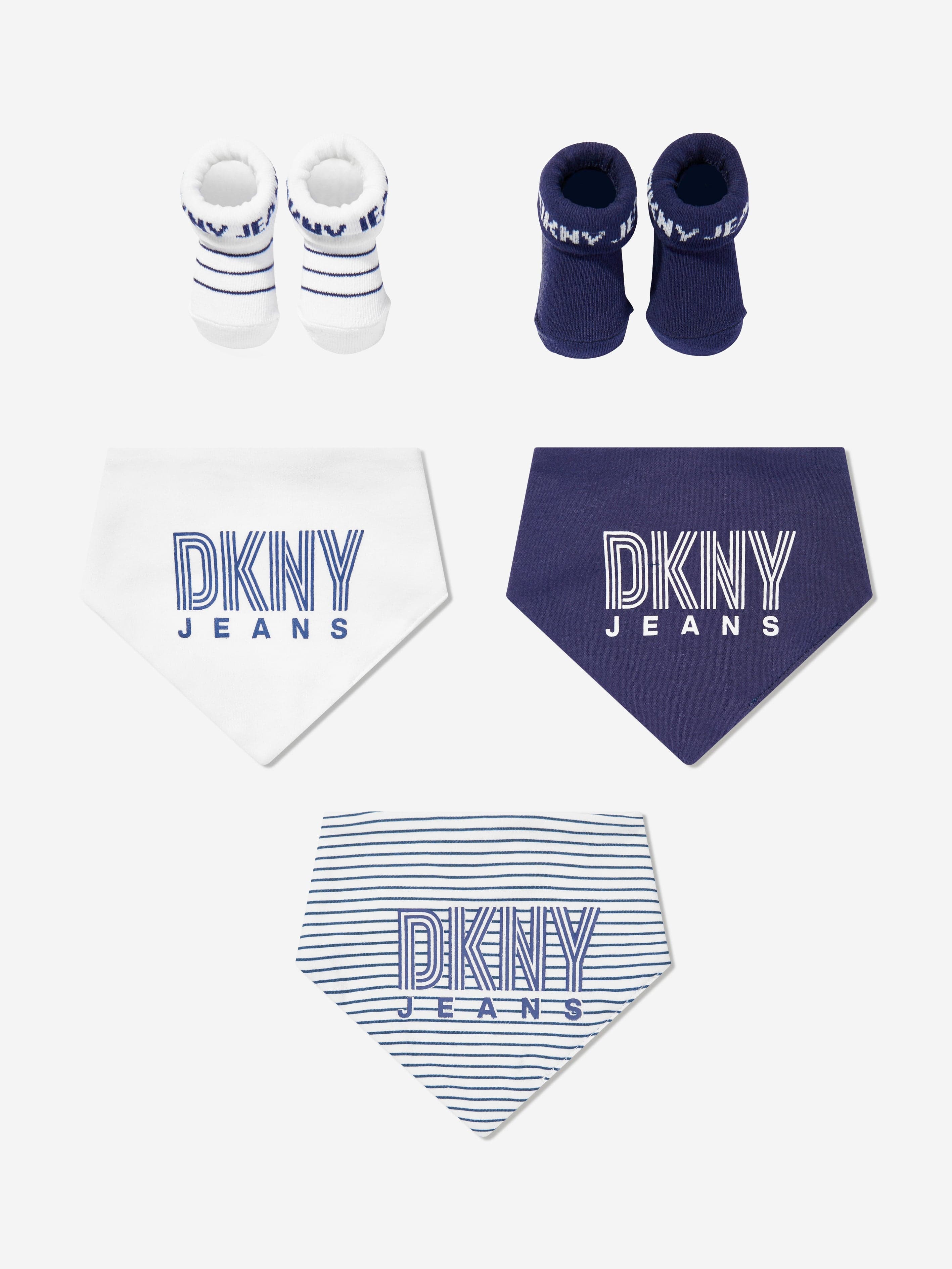 DKNY Baby Boys 5 Pack Bib Set in Navy