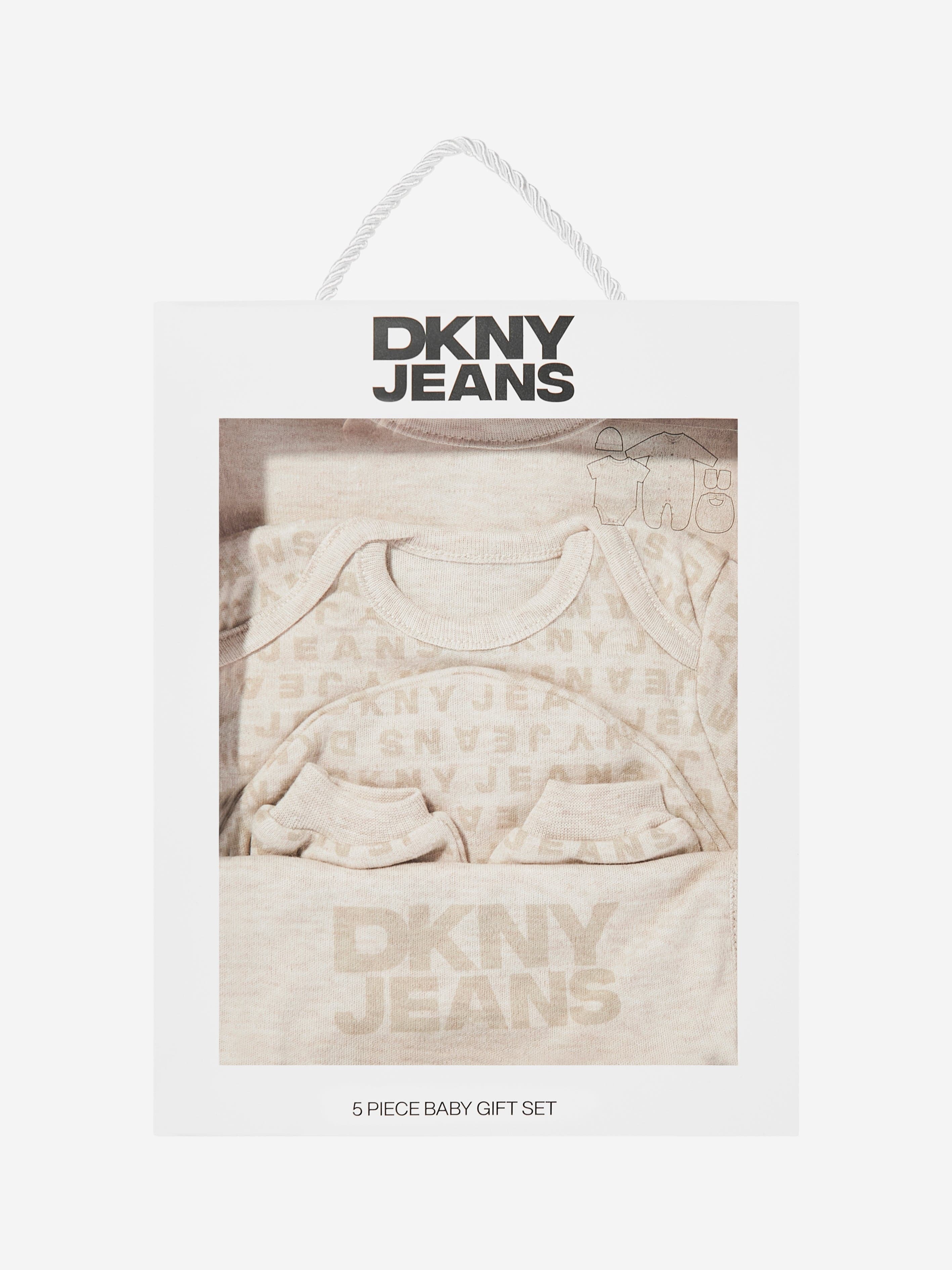 DKNY Baby Boys 5 Piece Babygrow Set in Beige