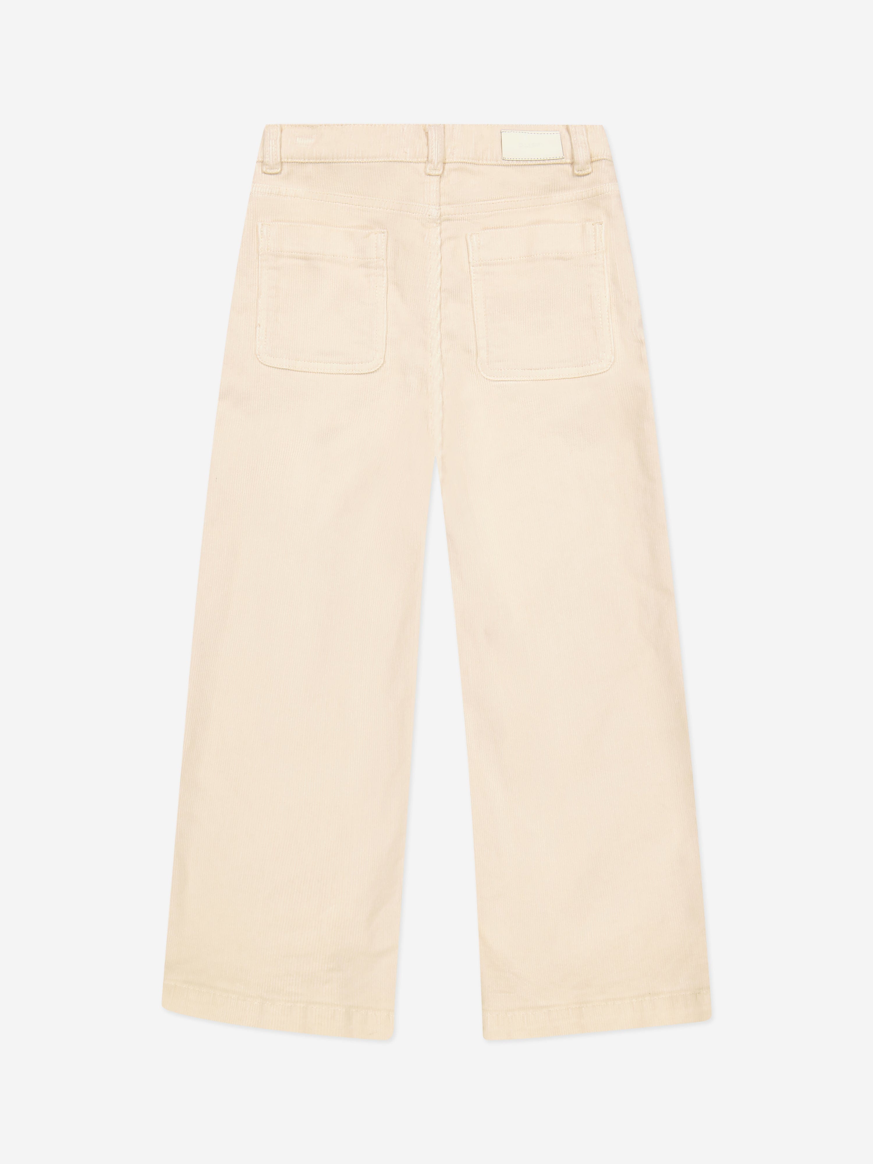 DL1961 Girls Lily Wide Leg Corduroy Trousers in White