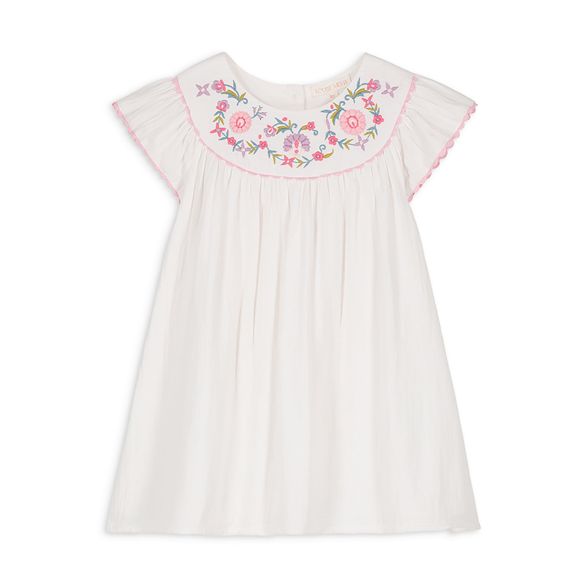 Girls White Embroidered Cotton Dress
